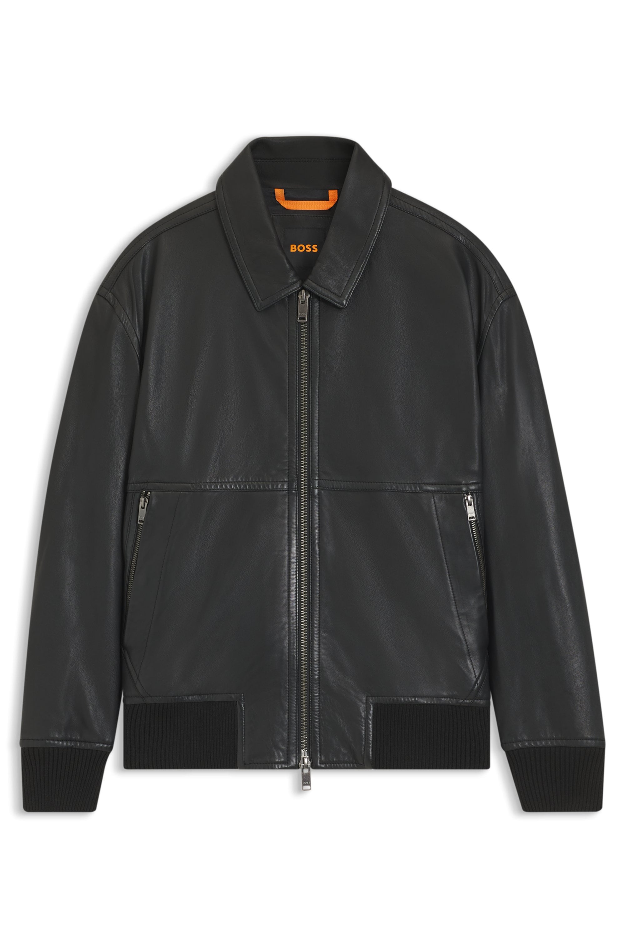BOSS ORANGE Lederjacke »Joberg«, mit Reissverschlusstaschen