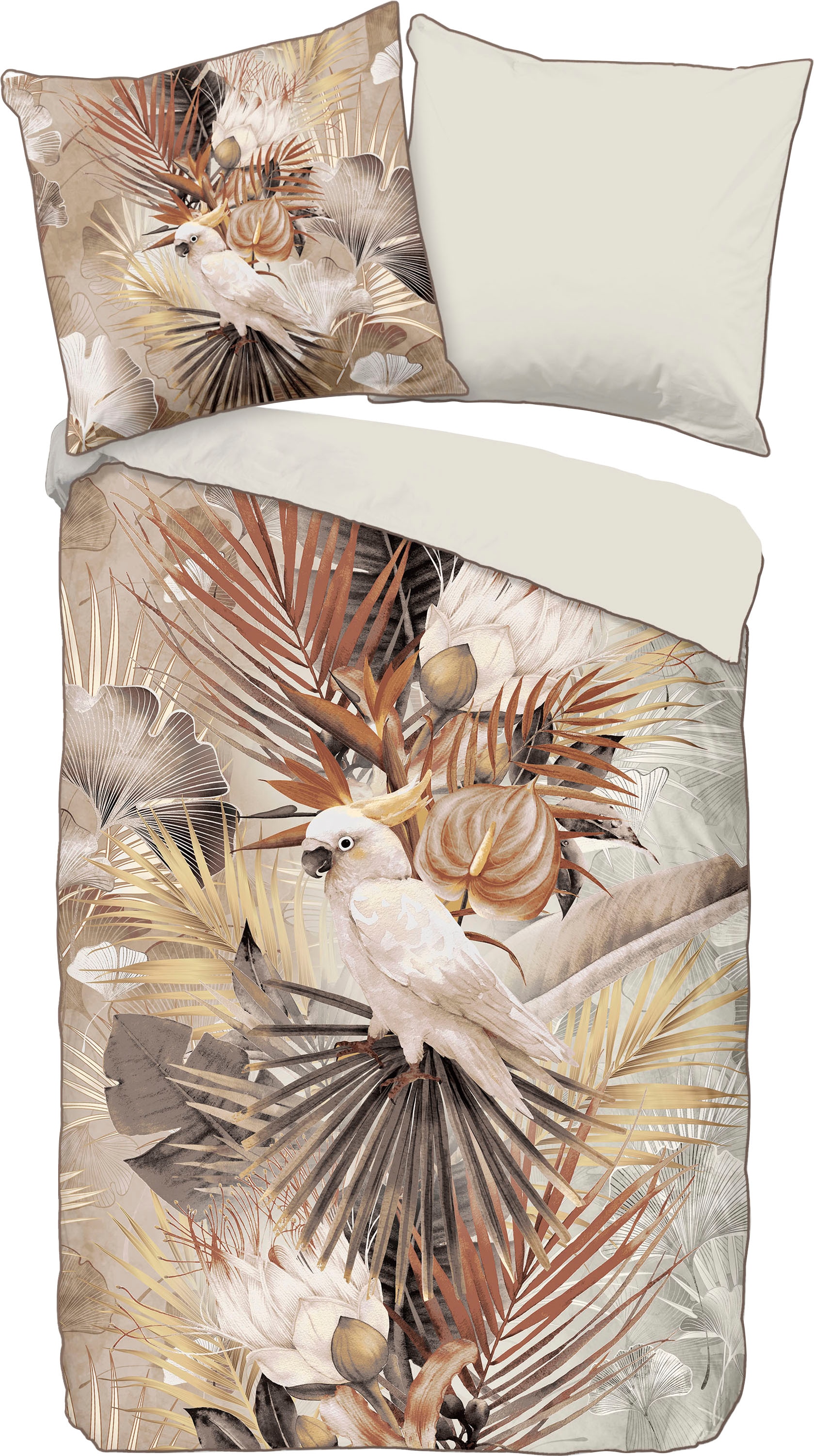 Descanso Wendebettwäsche »Pippa«, Baumwolle, Mako Satin, 135x200, Biese, Reissverschluss, Wende, Sand