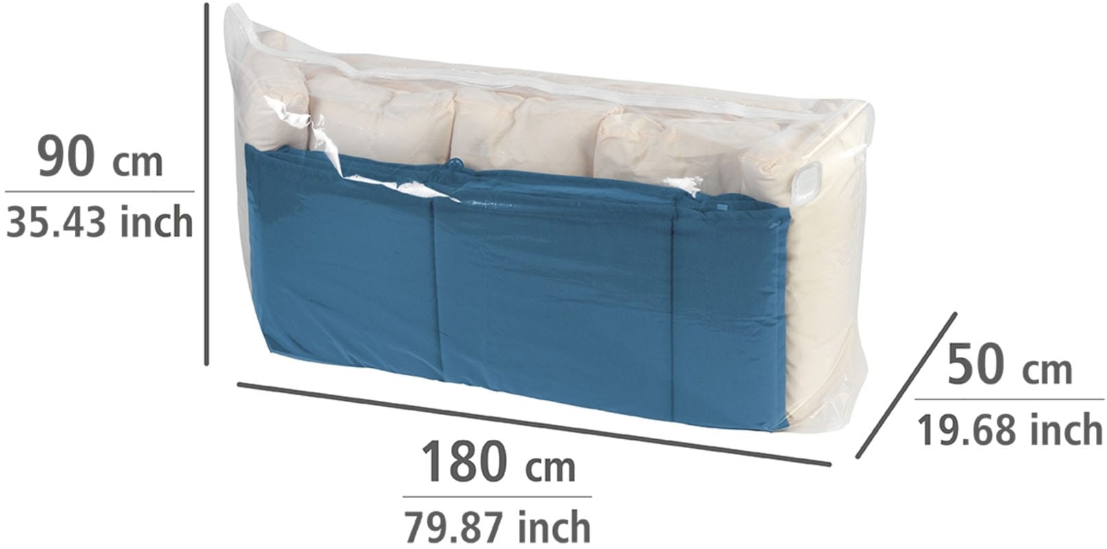 WENKO Vakuumierbeutel »Vakuum Jumbo Cube XXL«, extra grosser Vakuumbeutel für Kleidung, Gartenpolster & Bettdecken