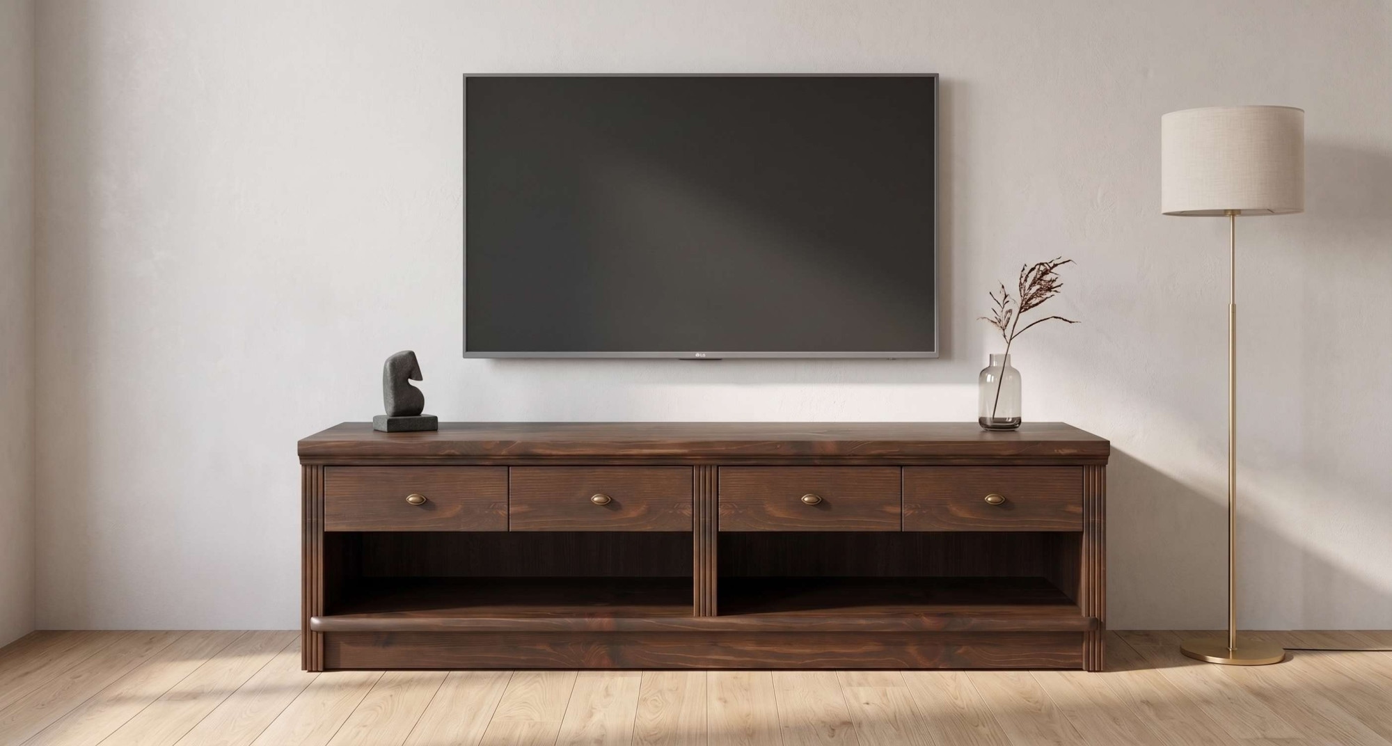 GOODproduct Lowboard "Soeren TV-Kommode" B/T/H: 158/45/45 cm, aus massiver Kiefer, mit 2 Schubladen, FSC-zertifiziert