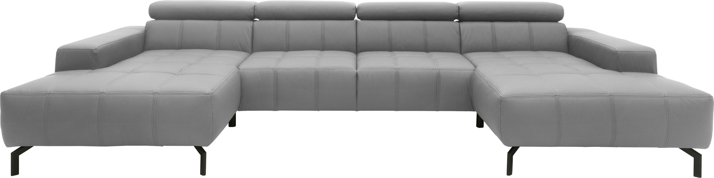 DOMO collection Wohnlandschaft »Cunelli tolle Sitznähte als Designelement, fester Sitzkomfort, U-Form«, wahlweise mit Kopfteilverstellung, bodenfrei