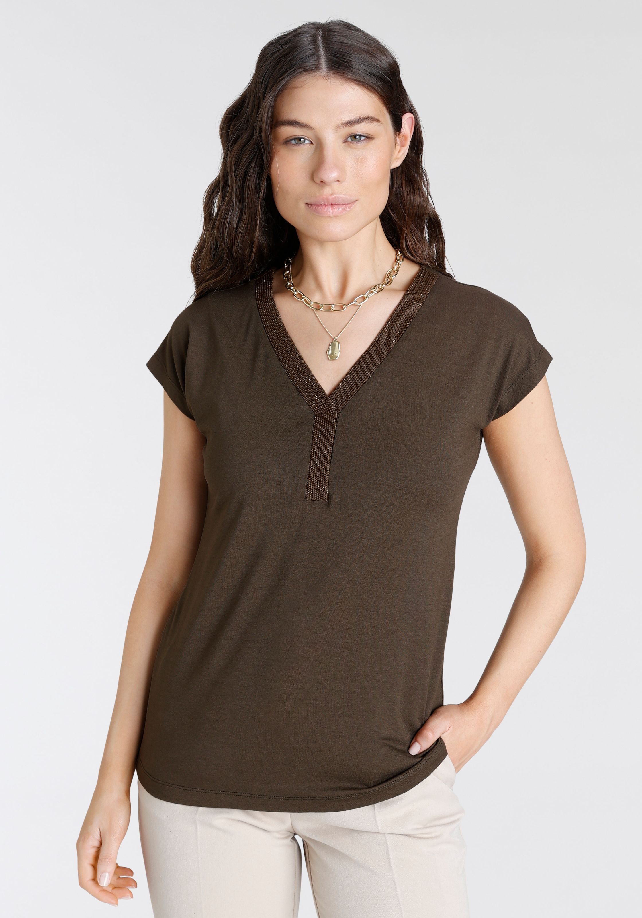 Laura Scott T-Shirt, mit glitzerndem Detail am Ausschnitt online bestellen  bei Jelmoli-Versand Schweiz