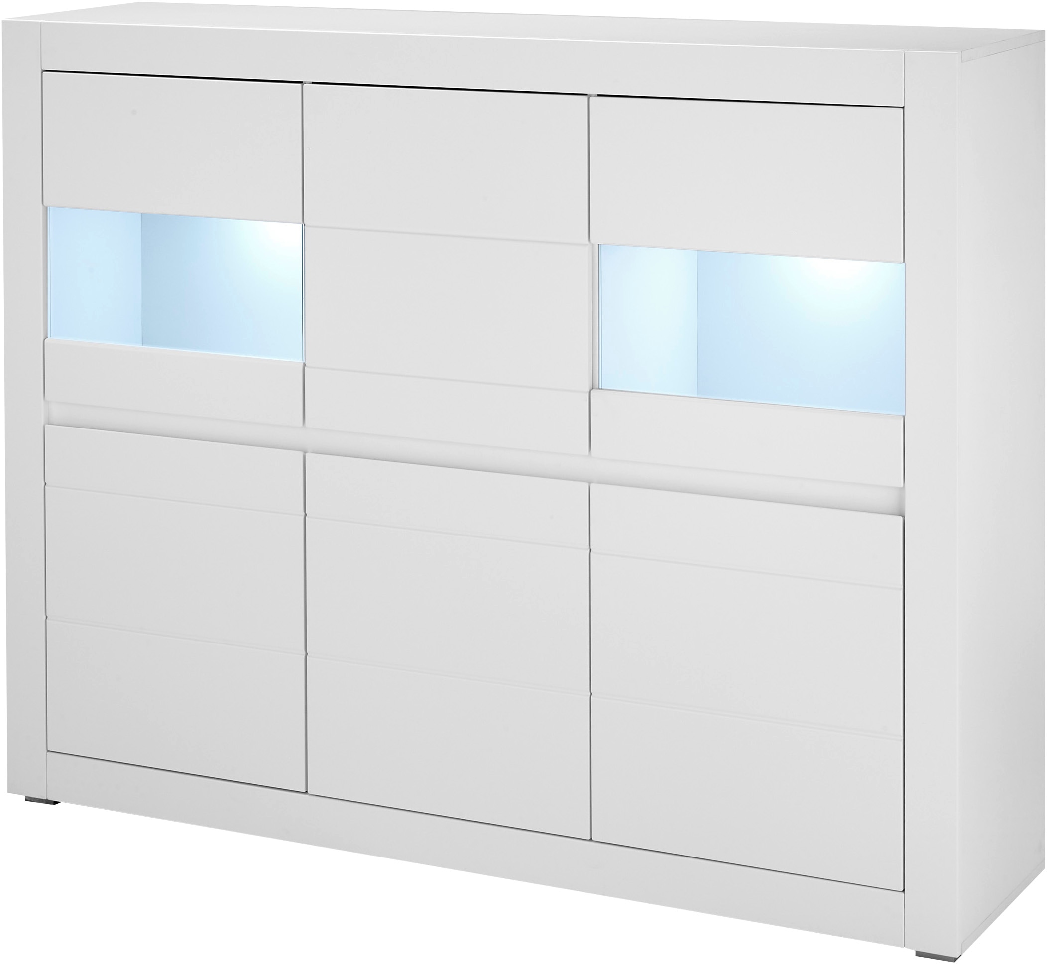 INOSIGN Highboard »Chester, moderne Kommode, Schrank mit Stauraum, Sideboard in Weiss Matt«, (1 St.), austauschbare Blende in Griffleiste, zeitloses Design, 165 cm breit