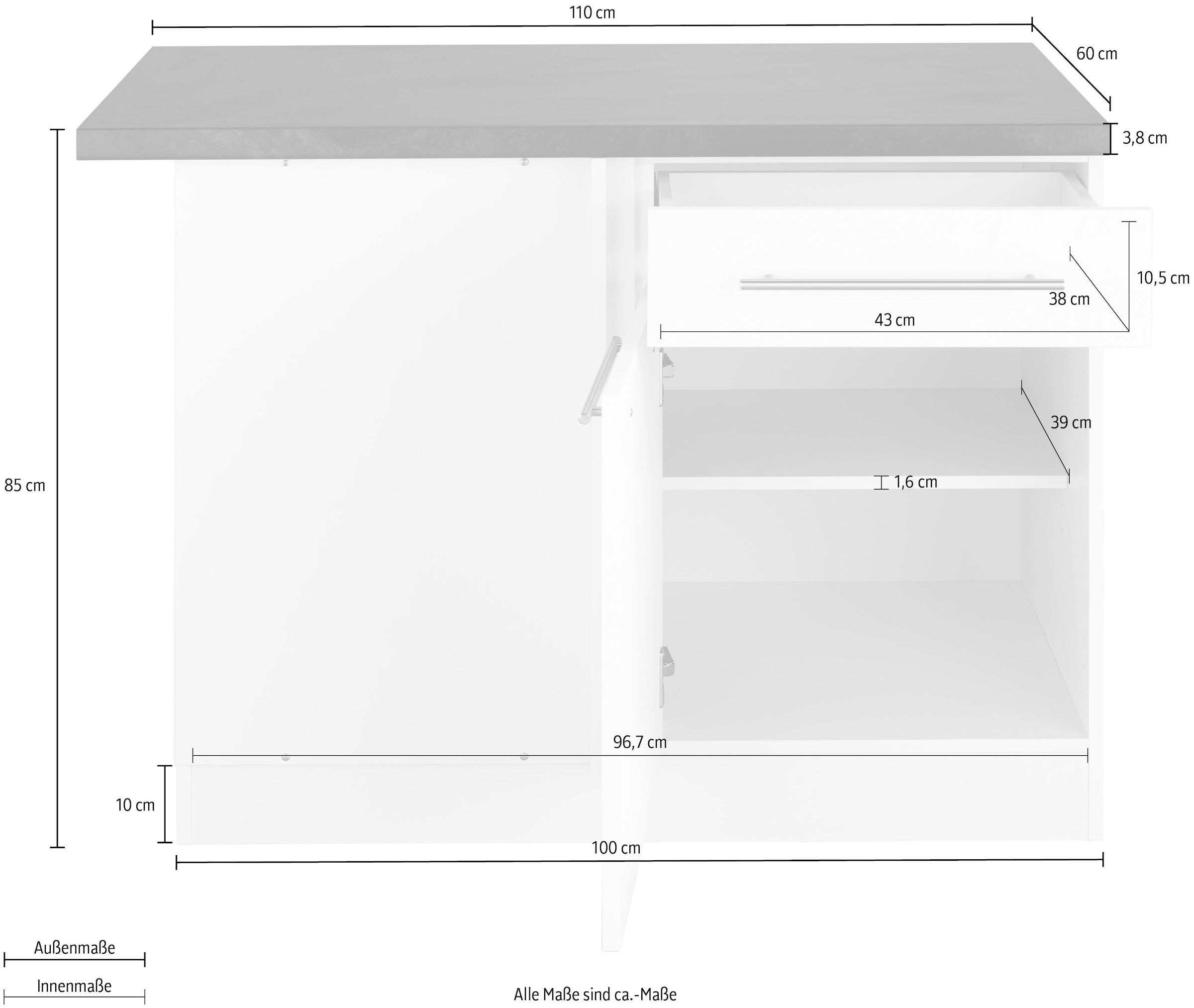 wiho Küchen Eckunterschrank »Unna«, 110 cm breit