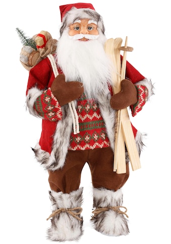 Weihnachtsmann »Santa mit Skiern unter dem Arm und Geschenken«