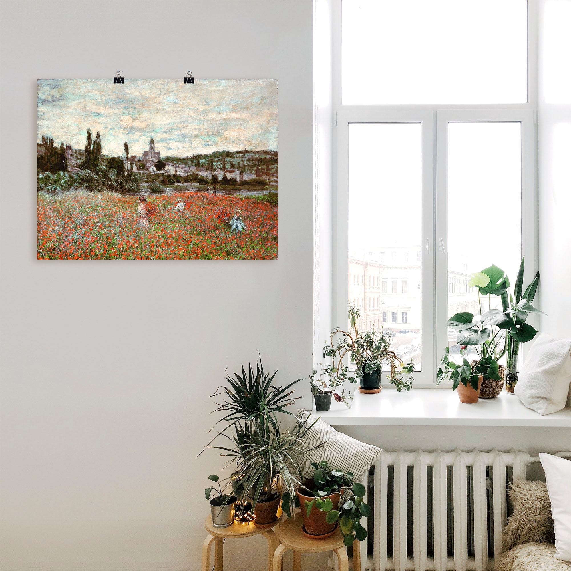 Artland Kunstdruck »Mohnfeld bei Vetheuil. Ca.1880«, Blumenwiese, (1 St.), als Alubild, Leinwandbild, Wandaufkleber oder Poster in versch. Grössen