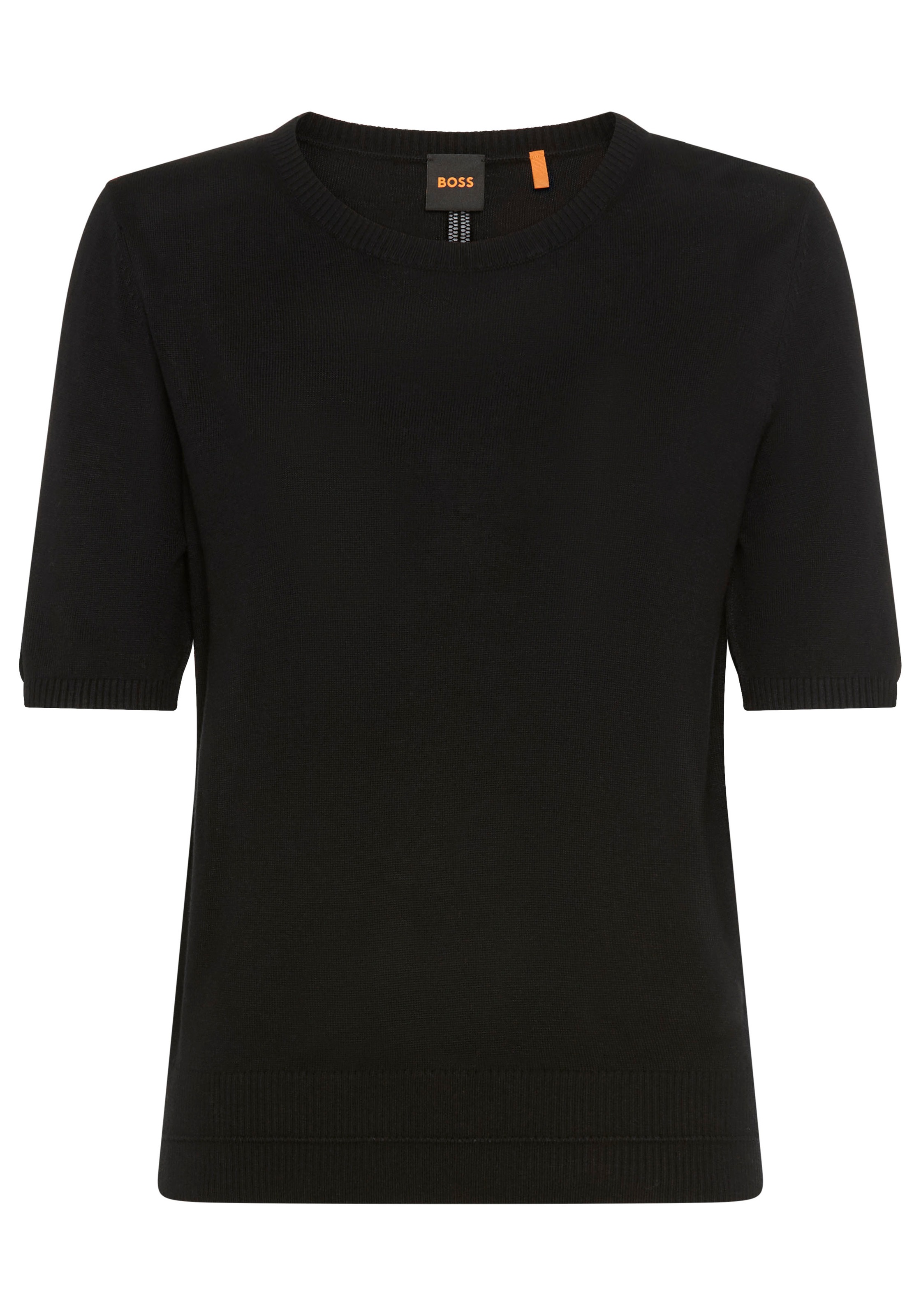 BOSS ORANGE Kurzarmpullover »Fiaffusa Premium Damenmode« mit dezentem Ajourstrickmuster hinten