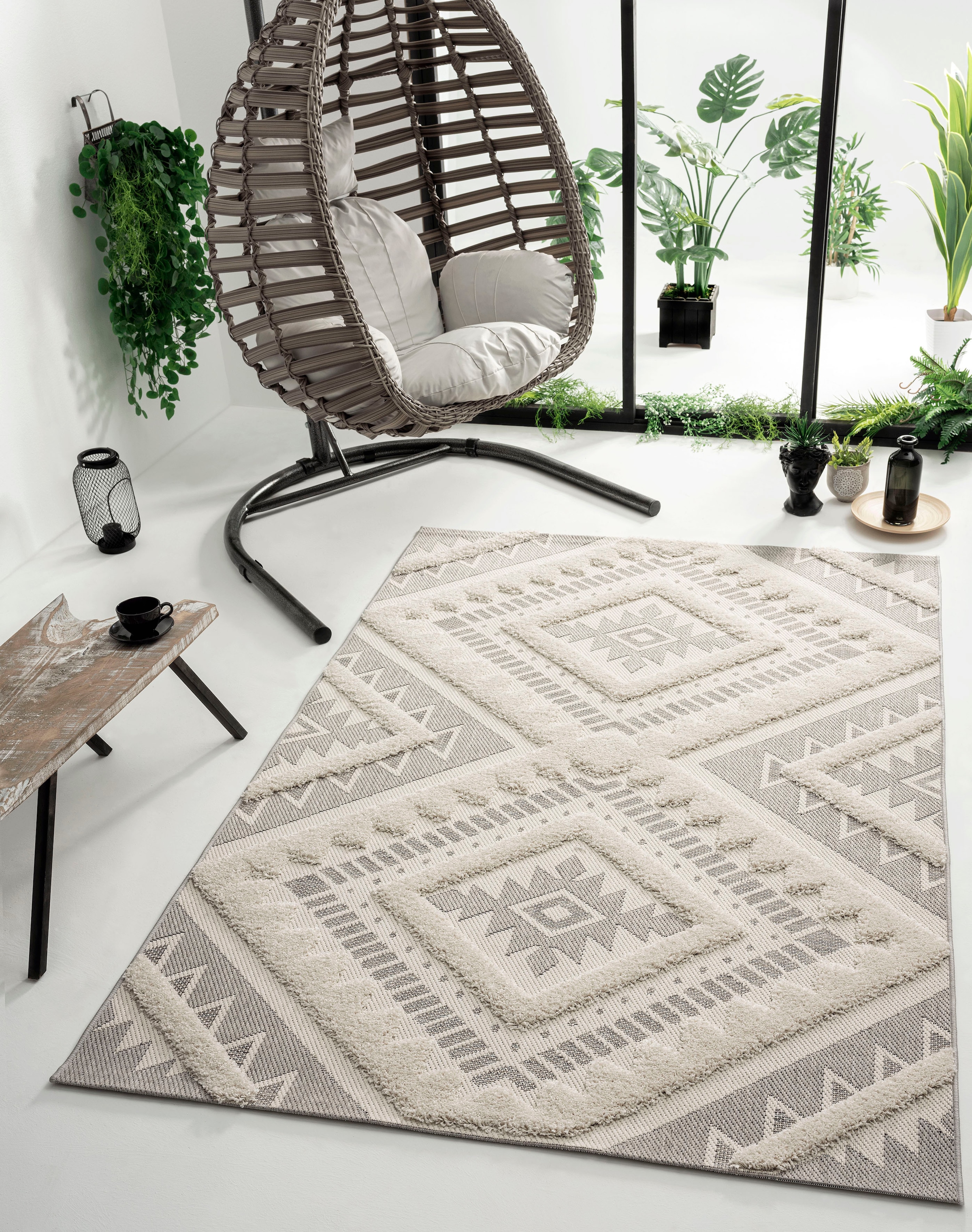 Teppich merinos Style, | »Kayra Outdoor Tief online geeignet In- Jelmoli-Versand rechteckig, 54062«, Struktur, bestellen Hoch Boho Scandic,