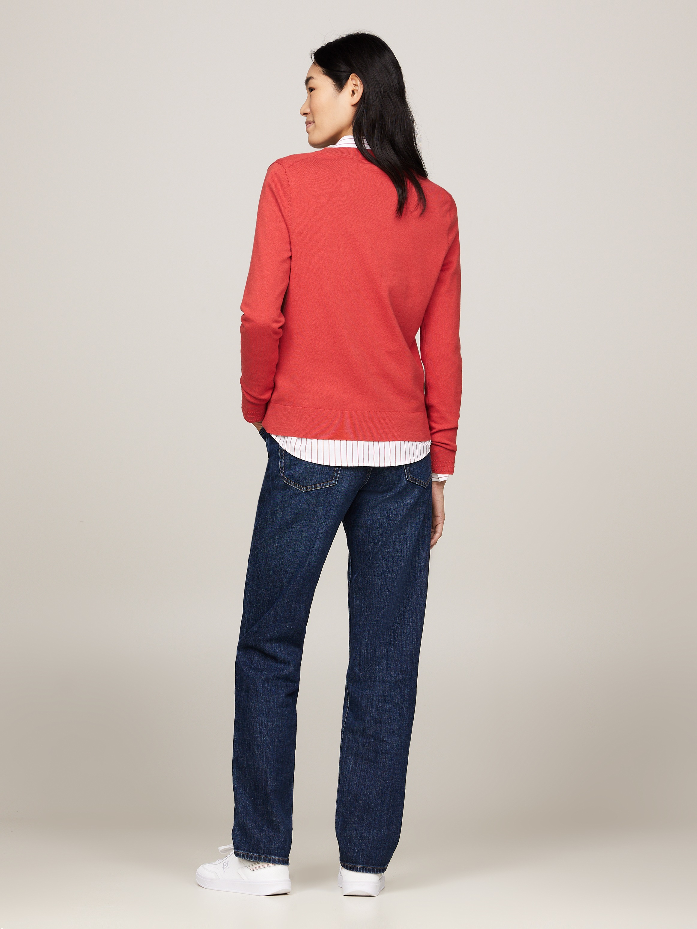 Tommy Hilfiger V-Ausschnitt-Pullover, mit Logo-Stickerei
