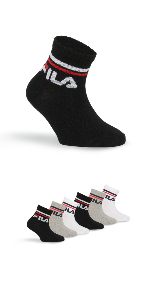 Fila Kurzsocken »JUNIOR UNISEX QUARTER PLAIN SOCKS« 6 Stk. tlg. mit eingestricktem Logo im Bündchen, Kindersocken