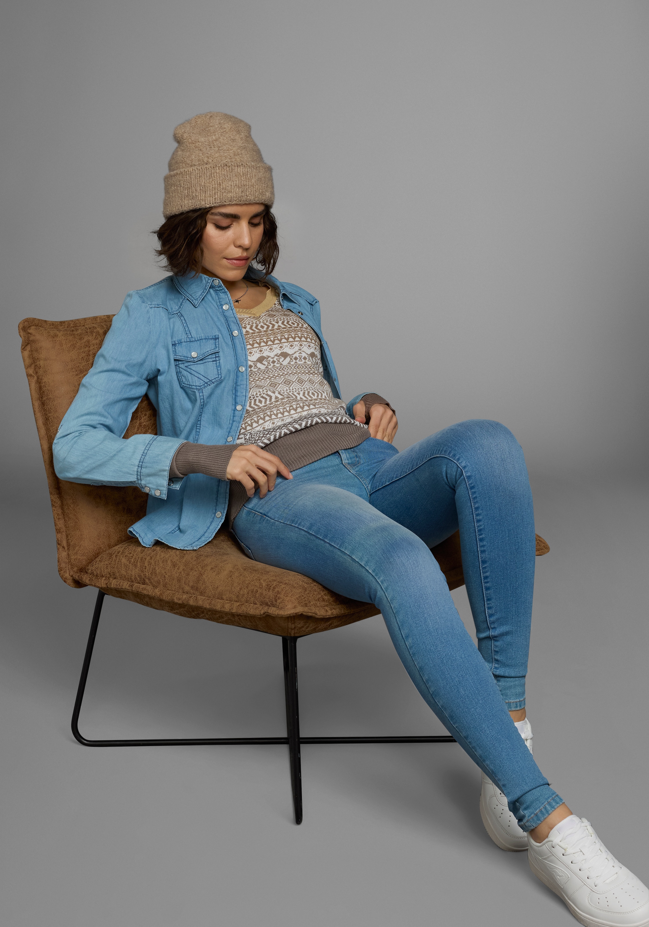 KangaROOS Jacquardpullover, im Norweger-Muster mit kleinen Kängurus
