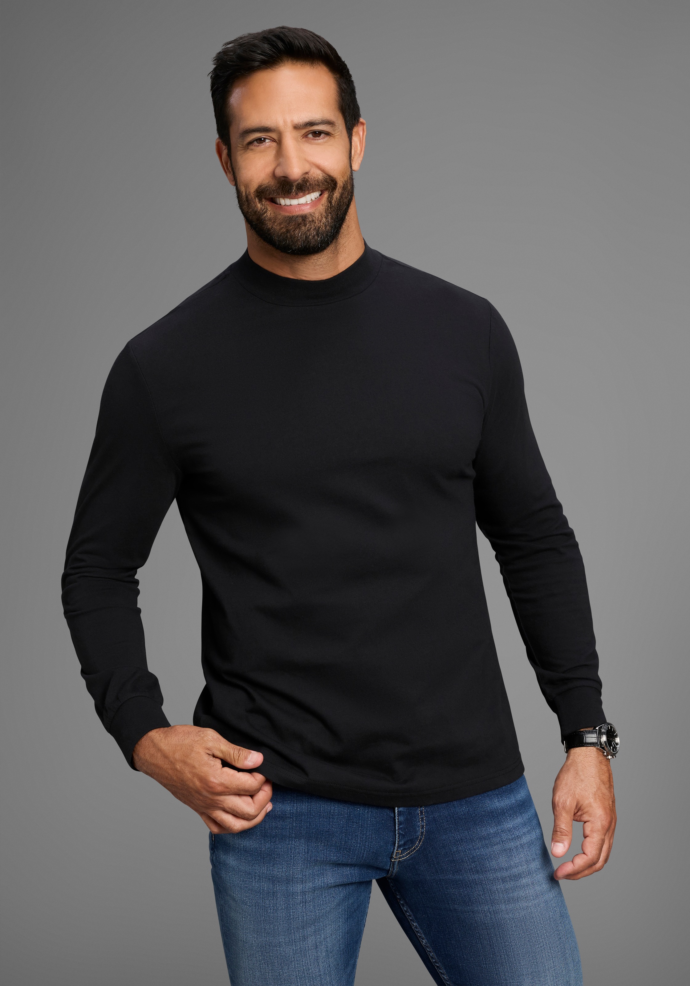 Man's World Stehkragenshirt »Neue Kollektion!« mit Bündchen