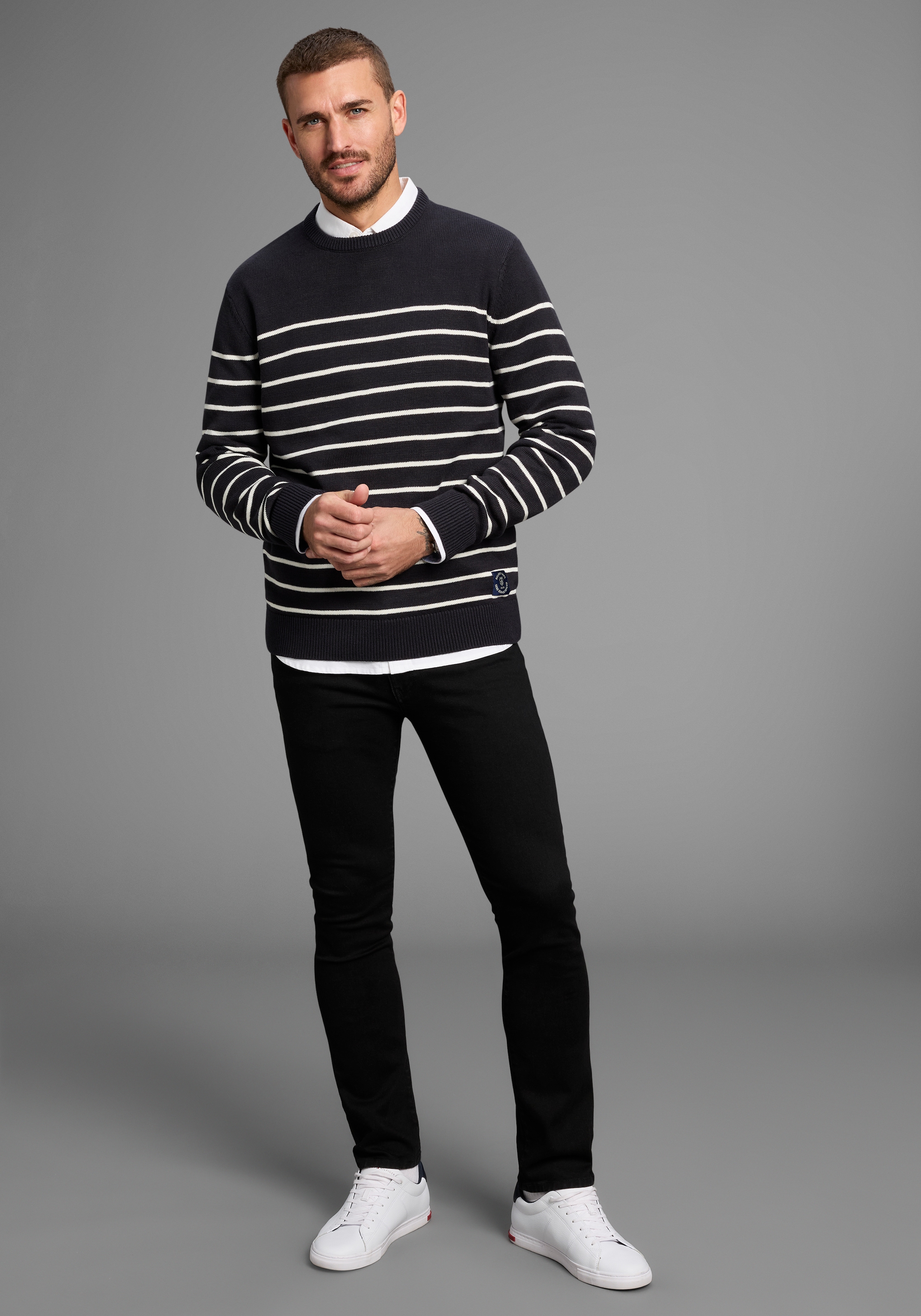 DELMAO Streifenpullover »Bis Grösse 3 XL«, im maritimen Stil - NEUE KOLLEKTION
