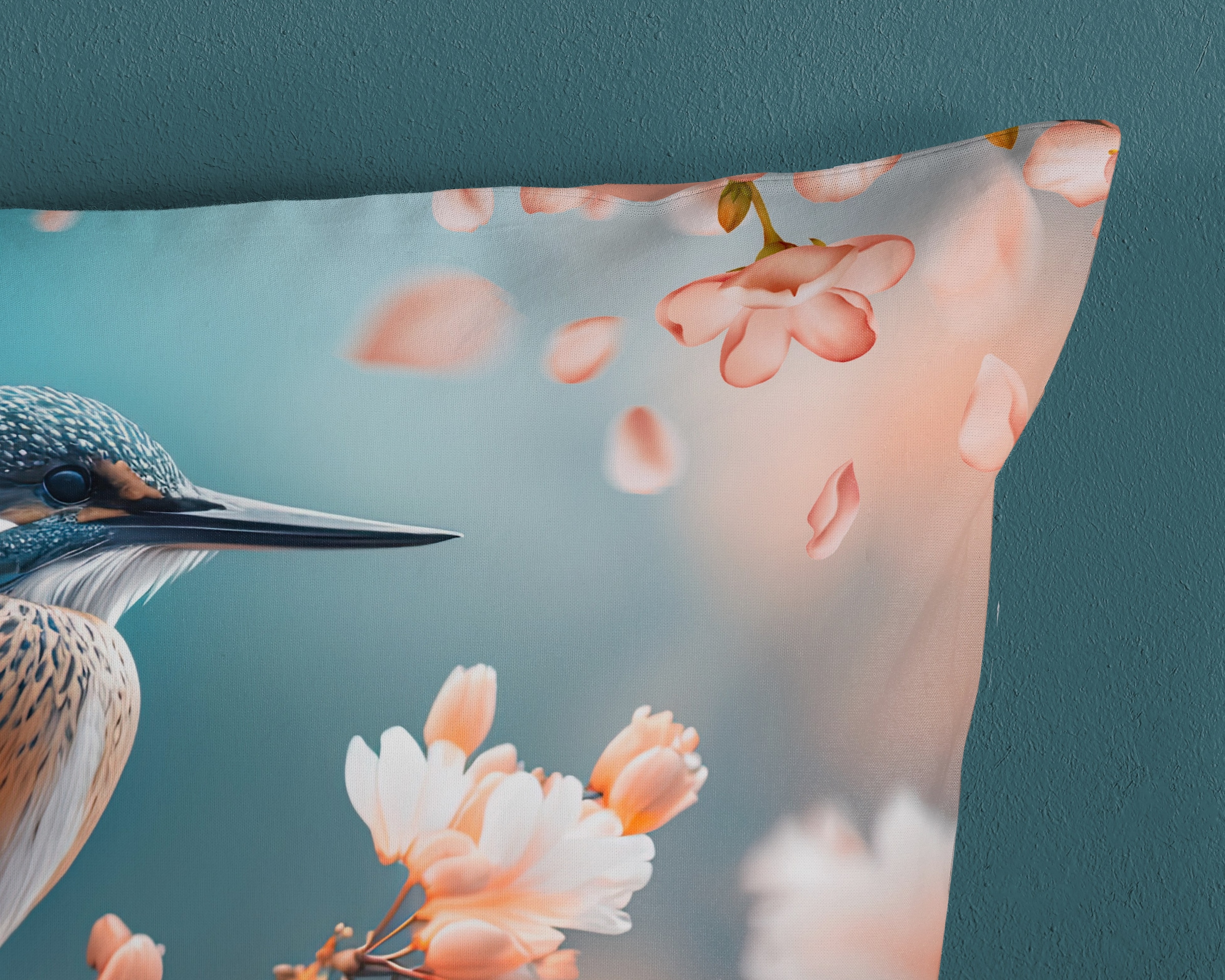 good morning Wendebettwäsche »Monti«, 100% Baumwolle, Renforcé, Reissverschluss, Wendeoptik, Blumen, Eisvogel