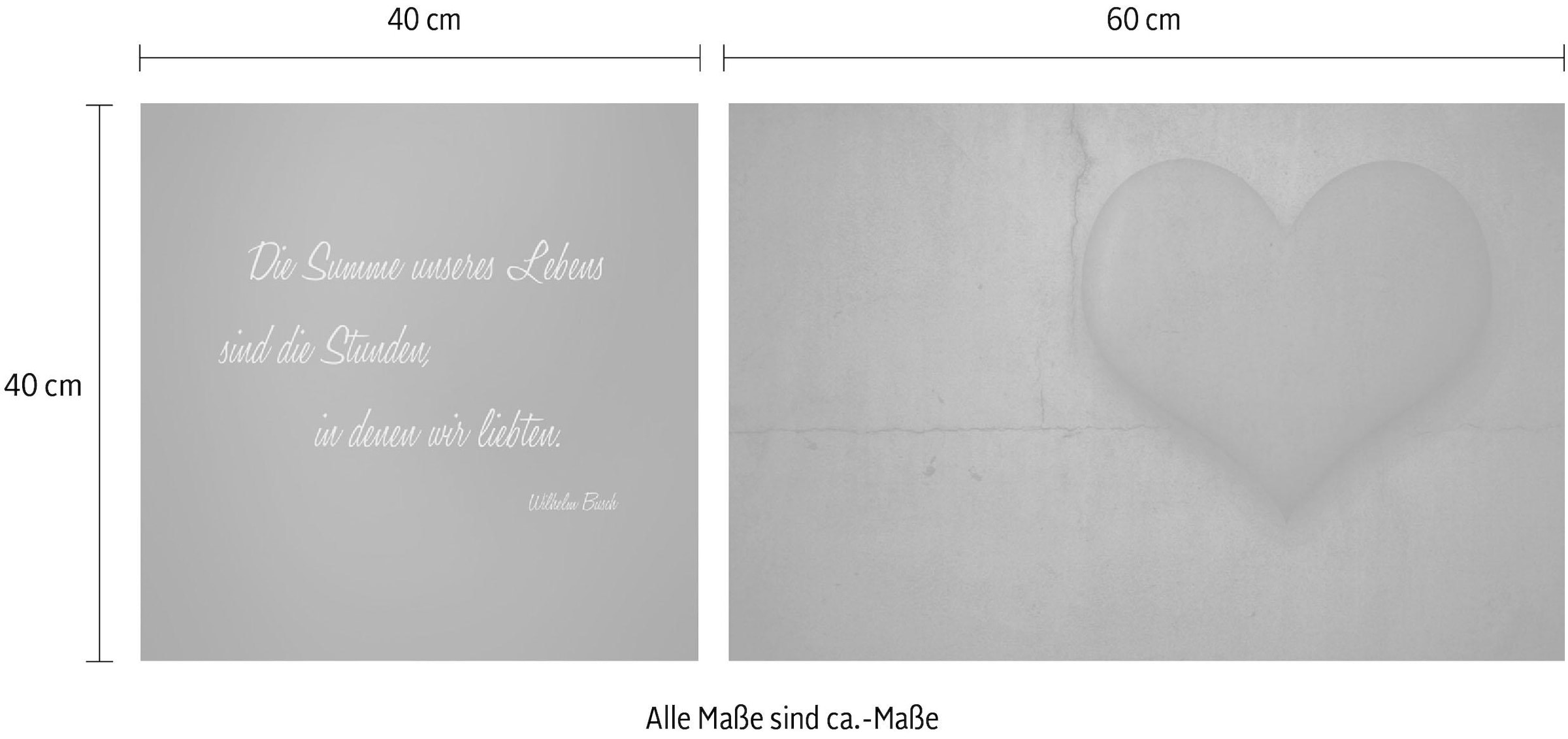 queence Leinwandbild »Sünden«, Herz-Herzbilder-Kunst-Modern-Spa-Spa Bilder-Sprüche-Sprüche & Texte-Schriftzug-Schriftzüge, (Set), Premium-Leinwandstoff, Handarbeit aus Deutschland, Zitat, 2er Set