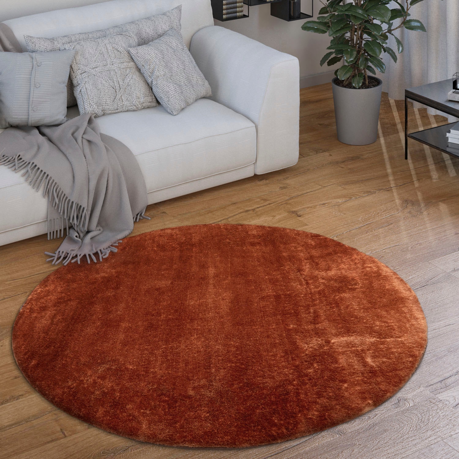 Paco Home Teppich »Cadiz 630«, rund, Kurzflor, Uni-Farben, besonders weich,  waschbar, Wohnzimmer online bestellen | Jelmoli-Versand