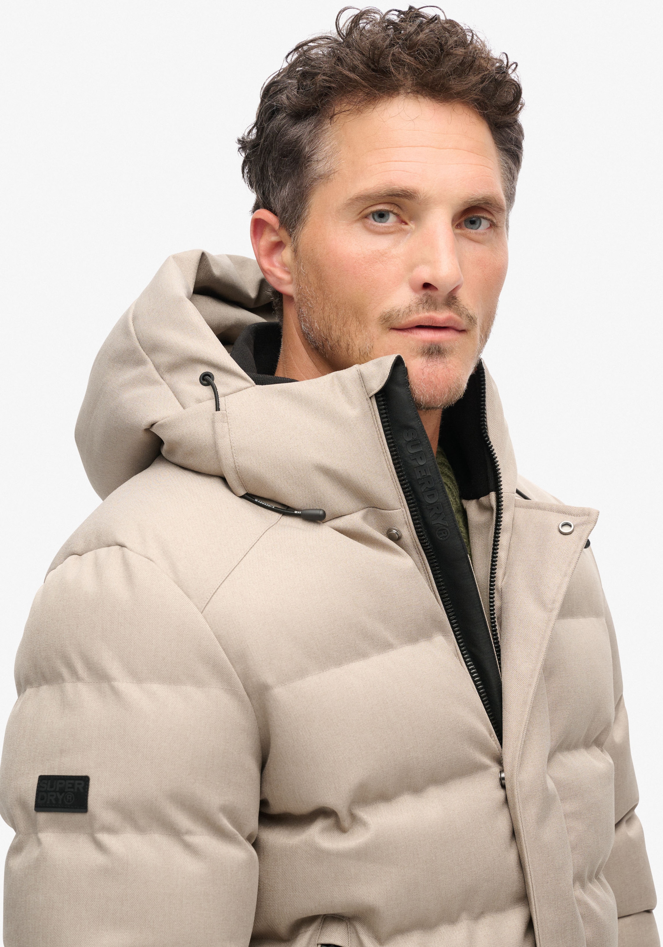 Superdry Steppjacke »HOODED TWEED SPORTS PUFFER JKT«, mit Kapuze