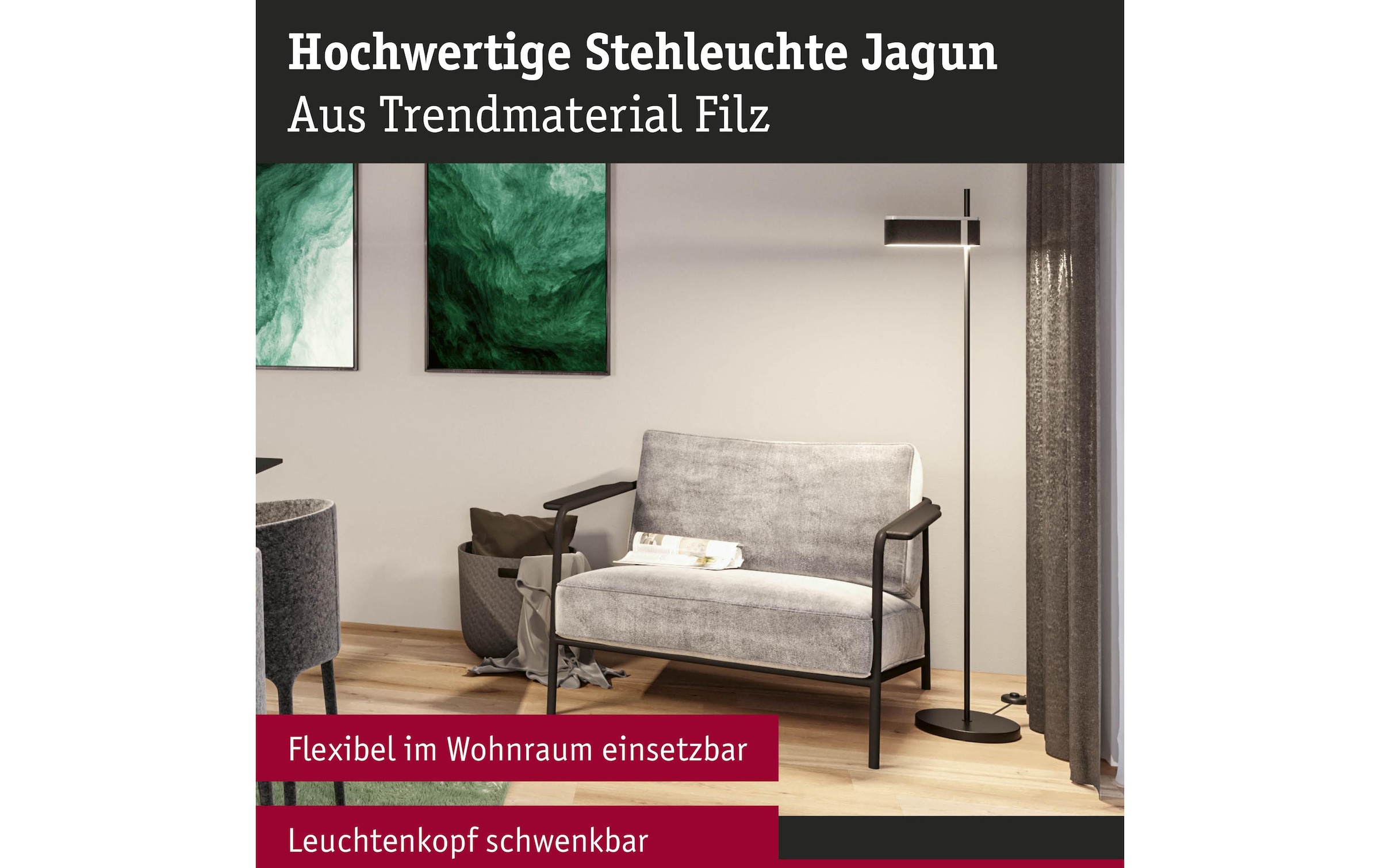 Paulmann LED Stehlampe »Jagun 2700K 20.4W«, 1 flammig