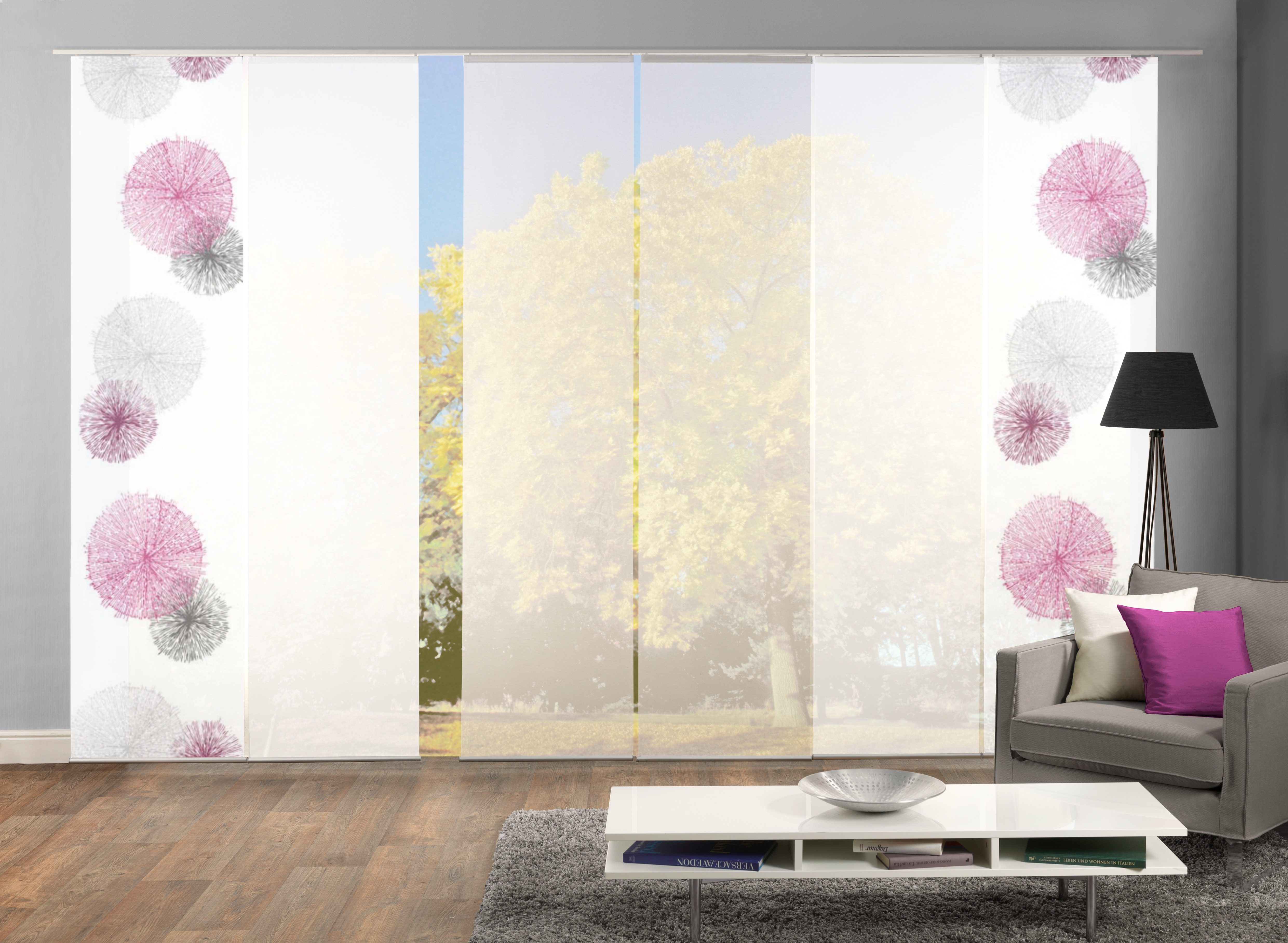 HOME WOHNIDEEN Schiebegardine »SCOPPIO« Klettband 6 Stk. tlg. HxB: 245x60, inkl. Befestigungszubehör