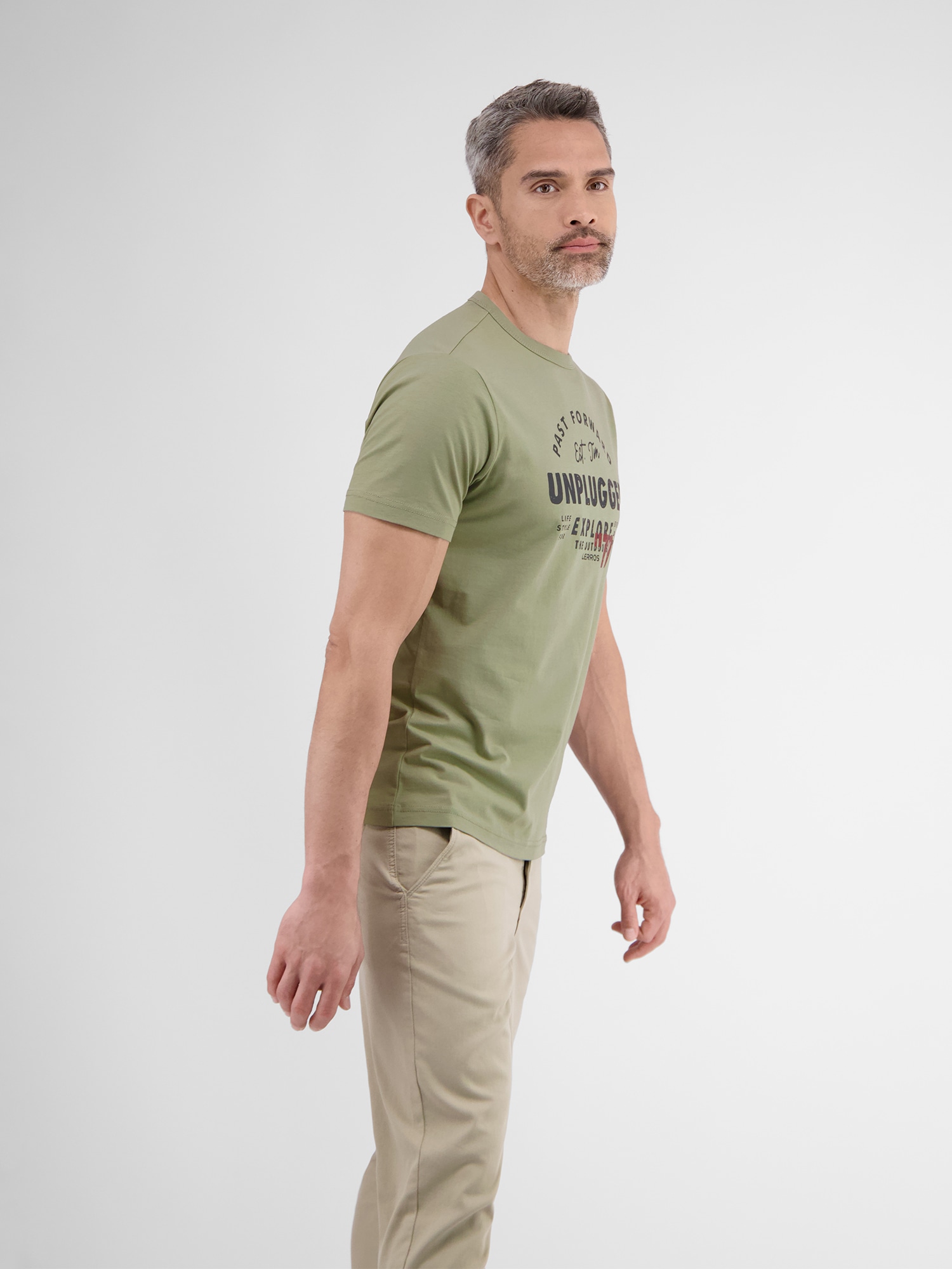 LERROS T-Shirt »LERROS Unifarbenes T-Shirt mit Print«