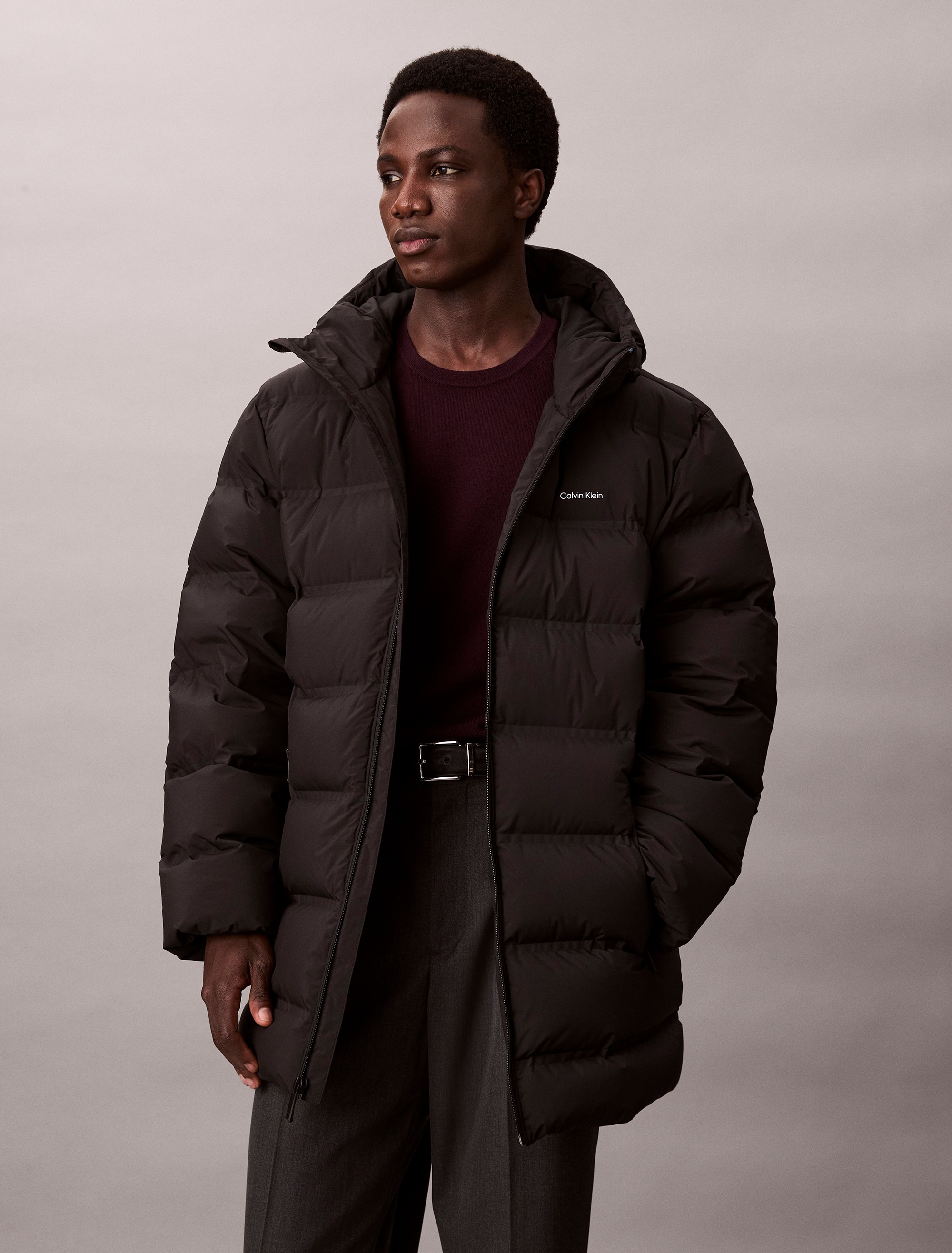 Calvin Klein Steppmantel »LS BONDED CHNNLD LONG HOODED PUF« Mit Rundhalsausschnitt, regular fit
