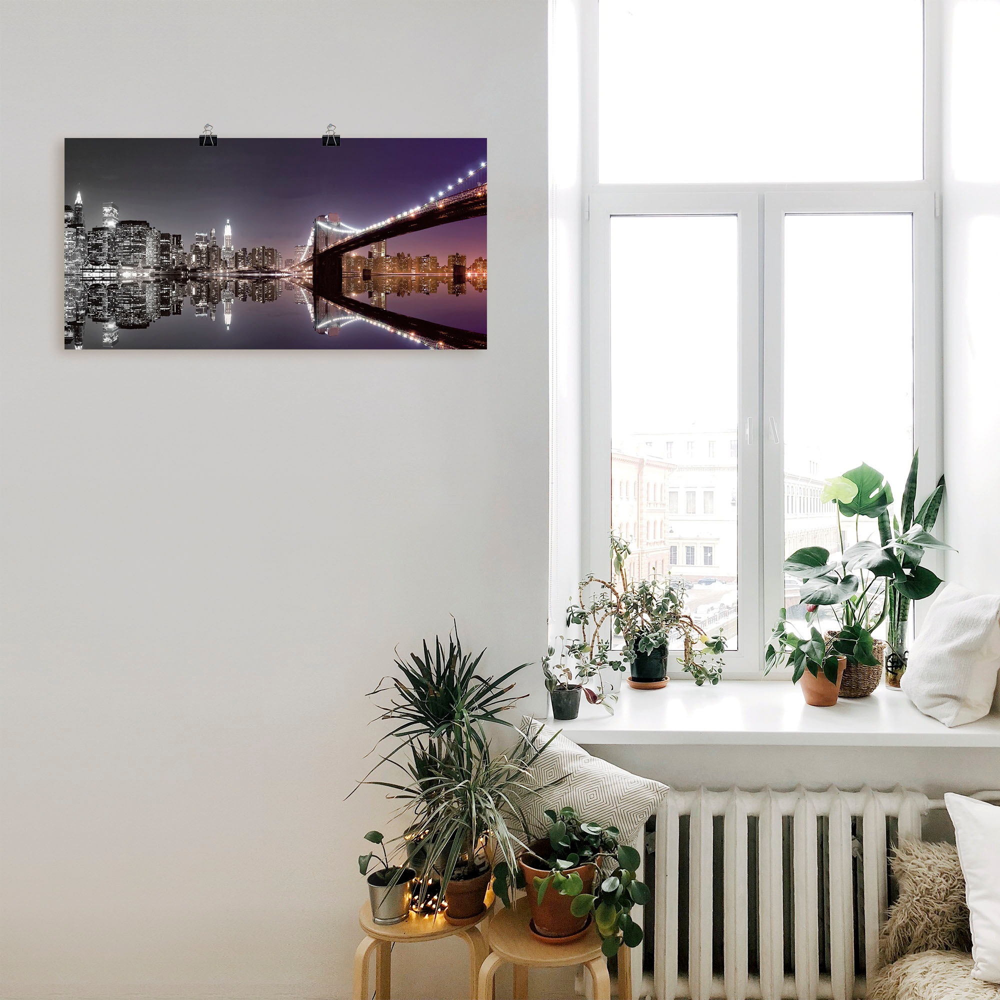 Artland Wandbild »New York Skyline nächtliche Reflektion«, Amerika, (1 St.), als Leinwandbild, Poster, Wandaufkleber in verschied. Grössen