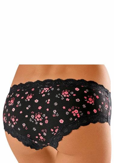 Buffalo Panty, (Packung, 3 St.), aus elastischer Baumwolle mit floraler Spitze