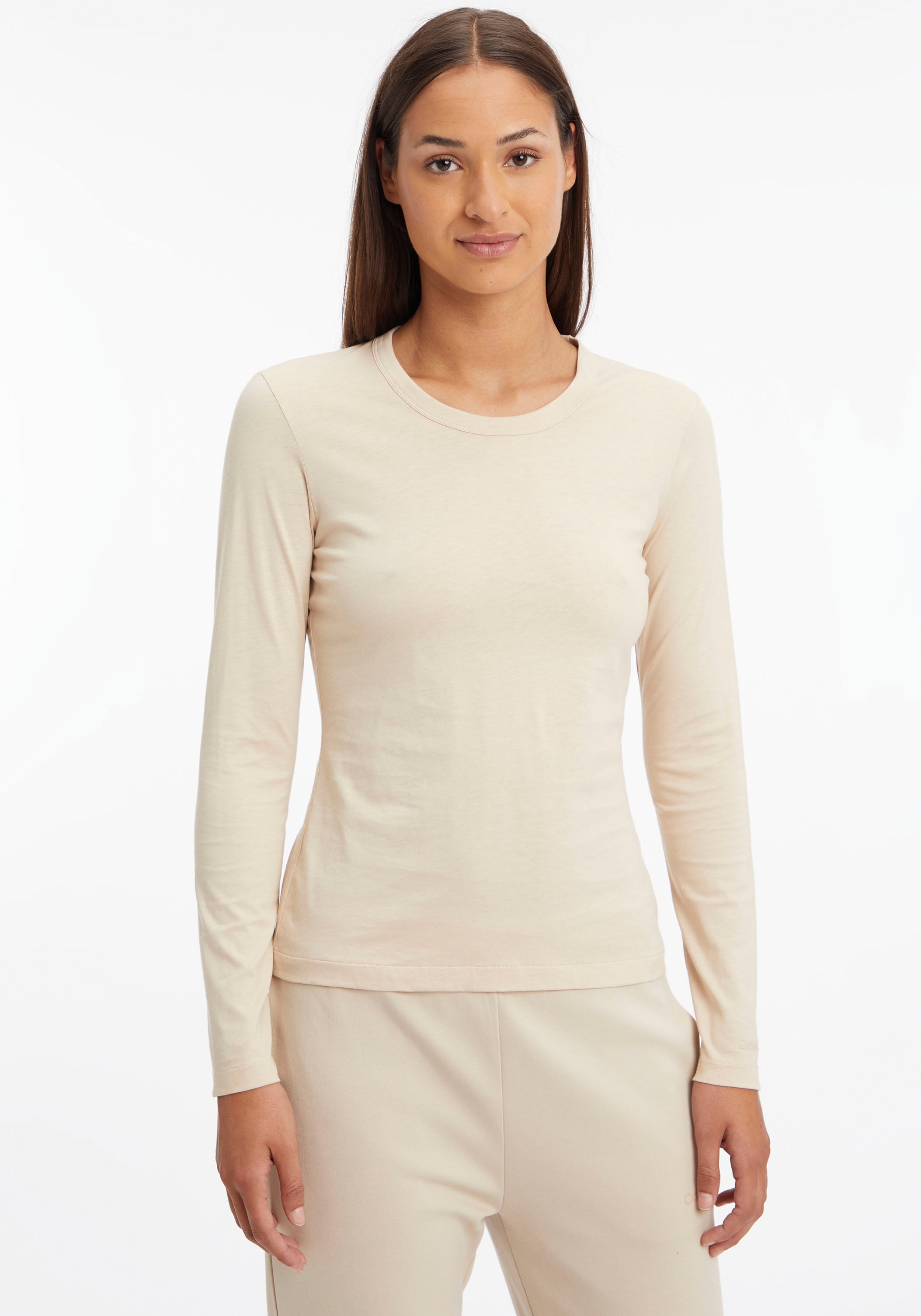 Calvin Klein Langarmshirt »SMOOTH COTTON Jelmoli-Versand NECK bestellen und LS«, mit Runhalsausschnitt | Langarm online CREW TEE