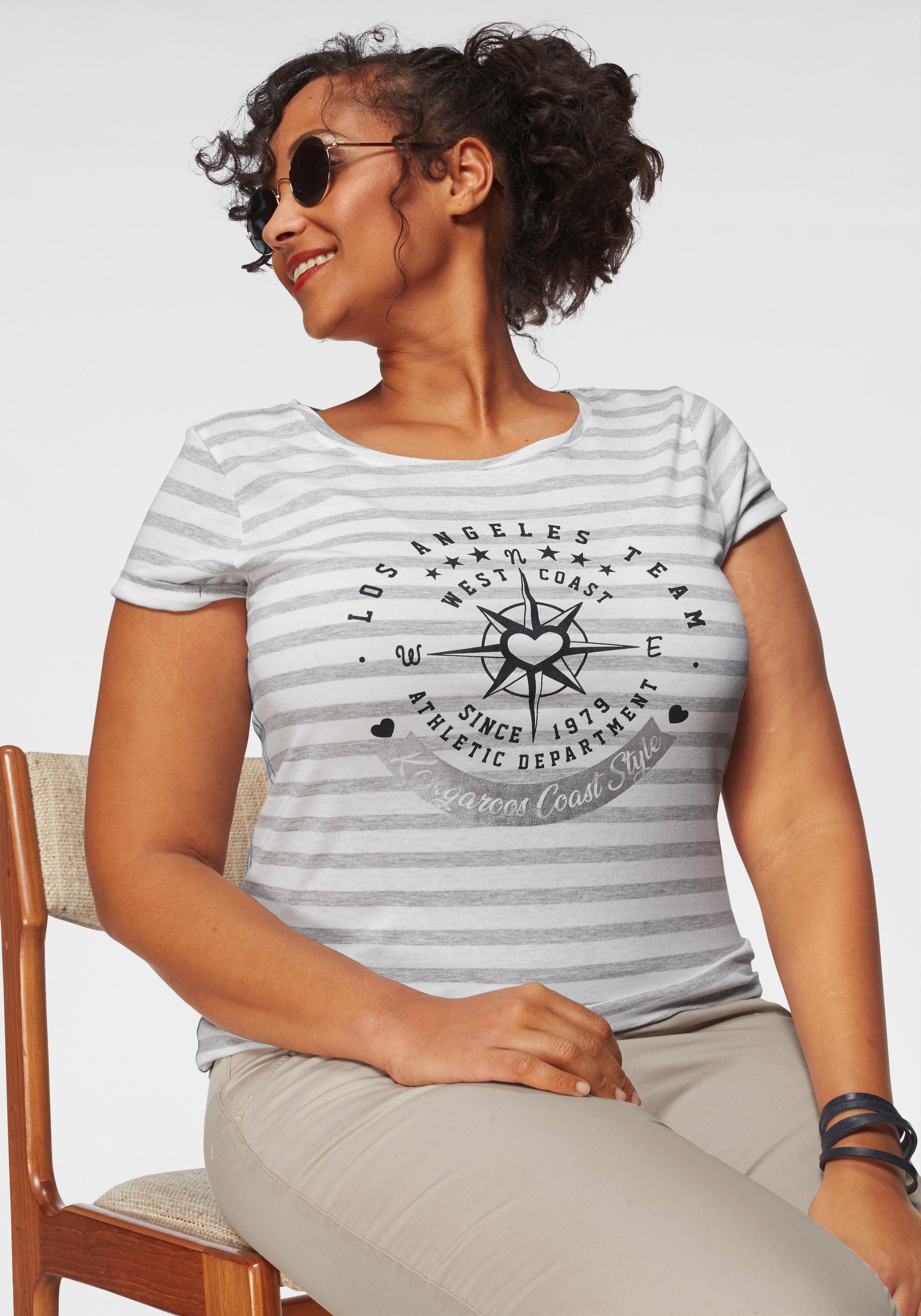 KangaROOS Print-Shirt Kurzarm, figurbetonter Schnitt, mit Metallic-Print