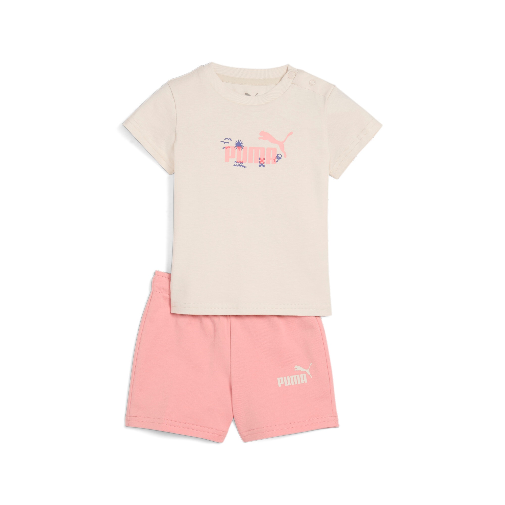 PUMA Trainingsanzug »MINICATS SANDY ADVENTURES TEE AND SHORTS SET INF« 2 Stk. für Kinder, zweiteiliges Set, aus Baumwolle, regular fit