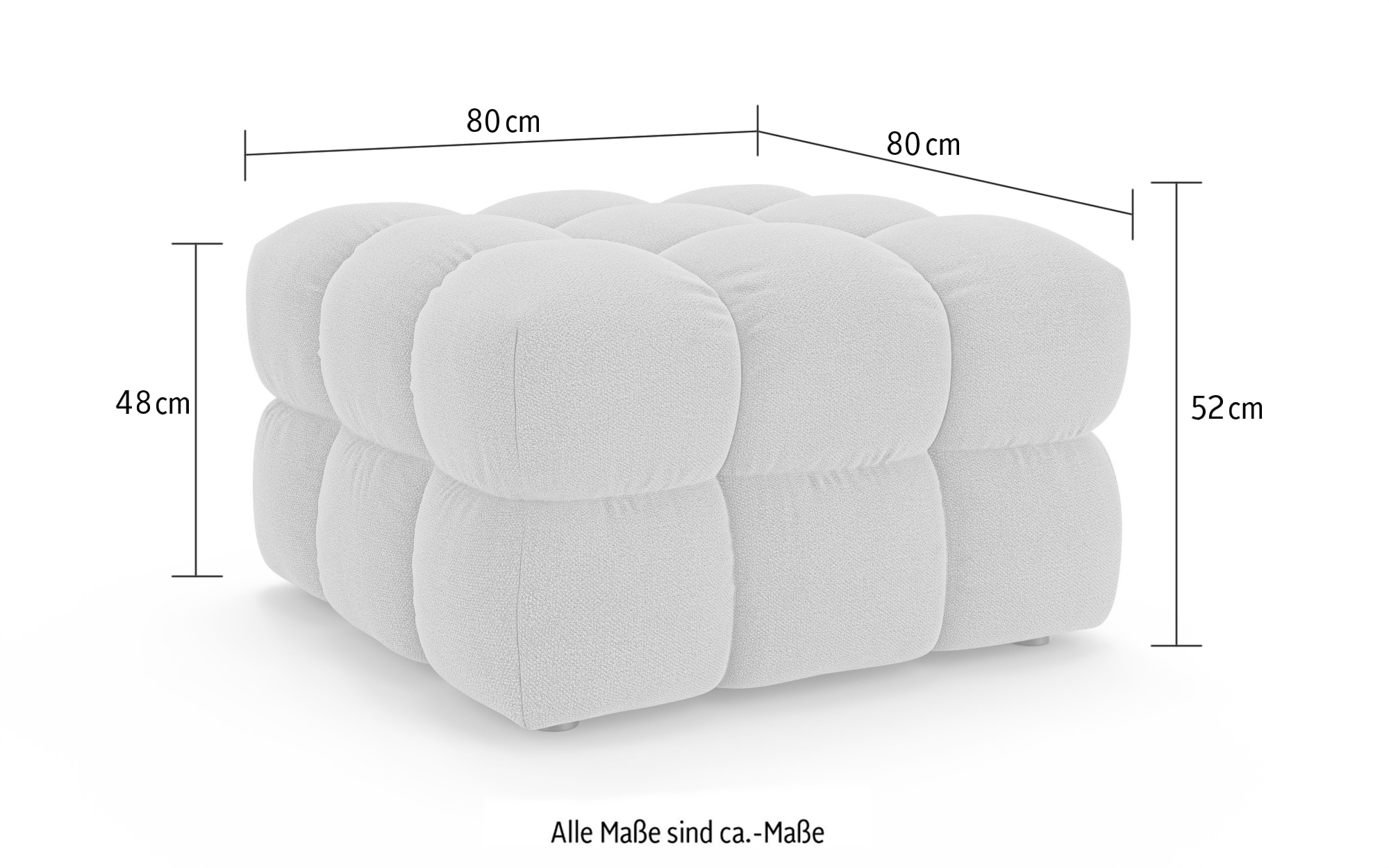 s.Oliver Polsterhocker »COBBO Sitzhocker Bubble-Optik, Masse B/T/H: 80/80/48 cm«, passend zum Sofa, moderne Steppung und hoher Sitzkomfort