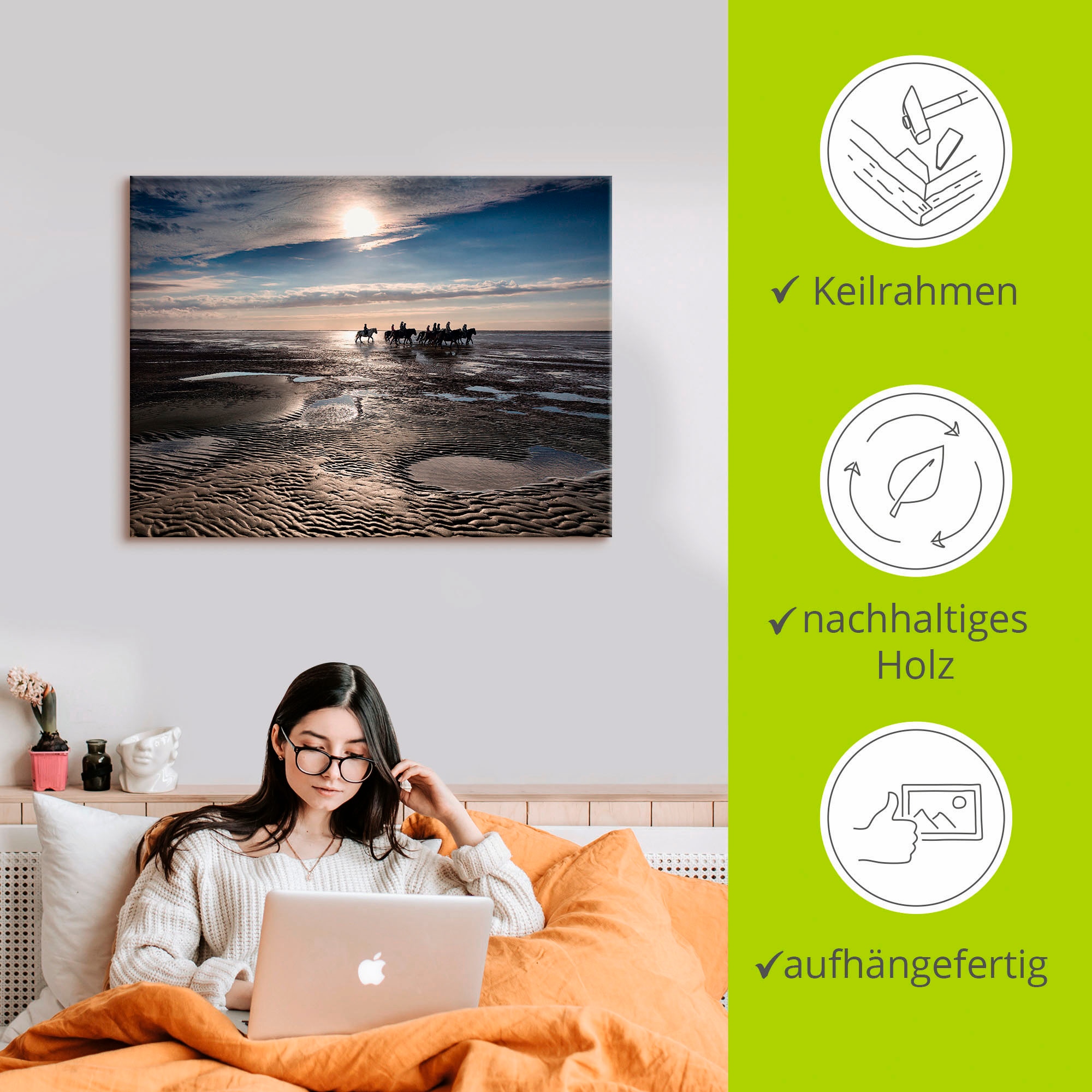 Artland Leinwandbild »Freiheit am Meer«, Strand, (1 St.), auf Keilrahmen gespannt