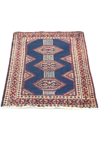 Wollteppich »Turkaman Teppich handgeknüpft blau«, rechteckig