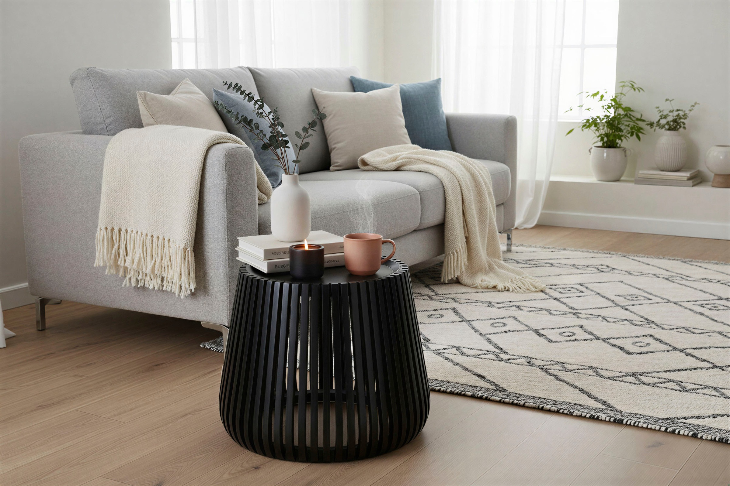 SIT Beistelltisch "Zagreb rund aus Mango massiv mit Lamellendesign" 1 Stk. tlg. Dekorative Lamellendetails aus massivem Mangoholz