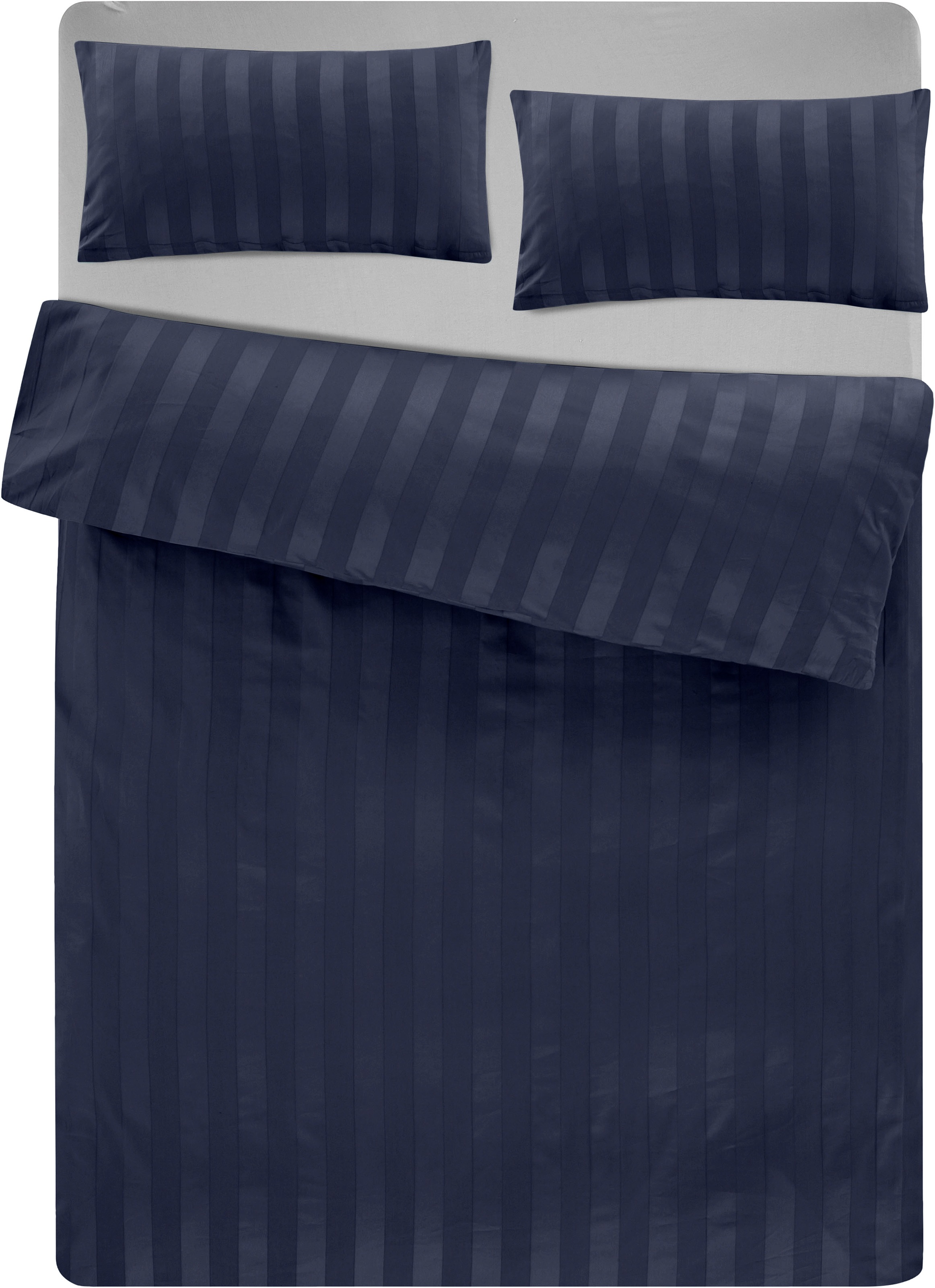 OTTO home Bettwäsche "MALIA mit eingewebten Streifen, uni" 2 Bettwäsche aus 100% Baumwolle, Bettwäsche in Mako-Satin-Qualität