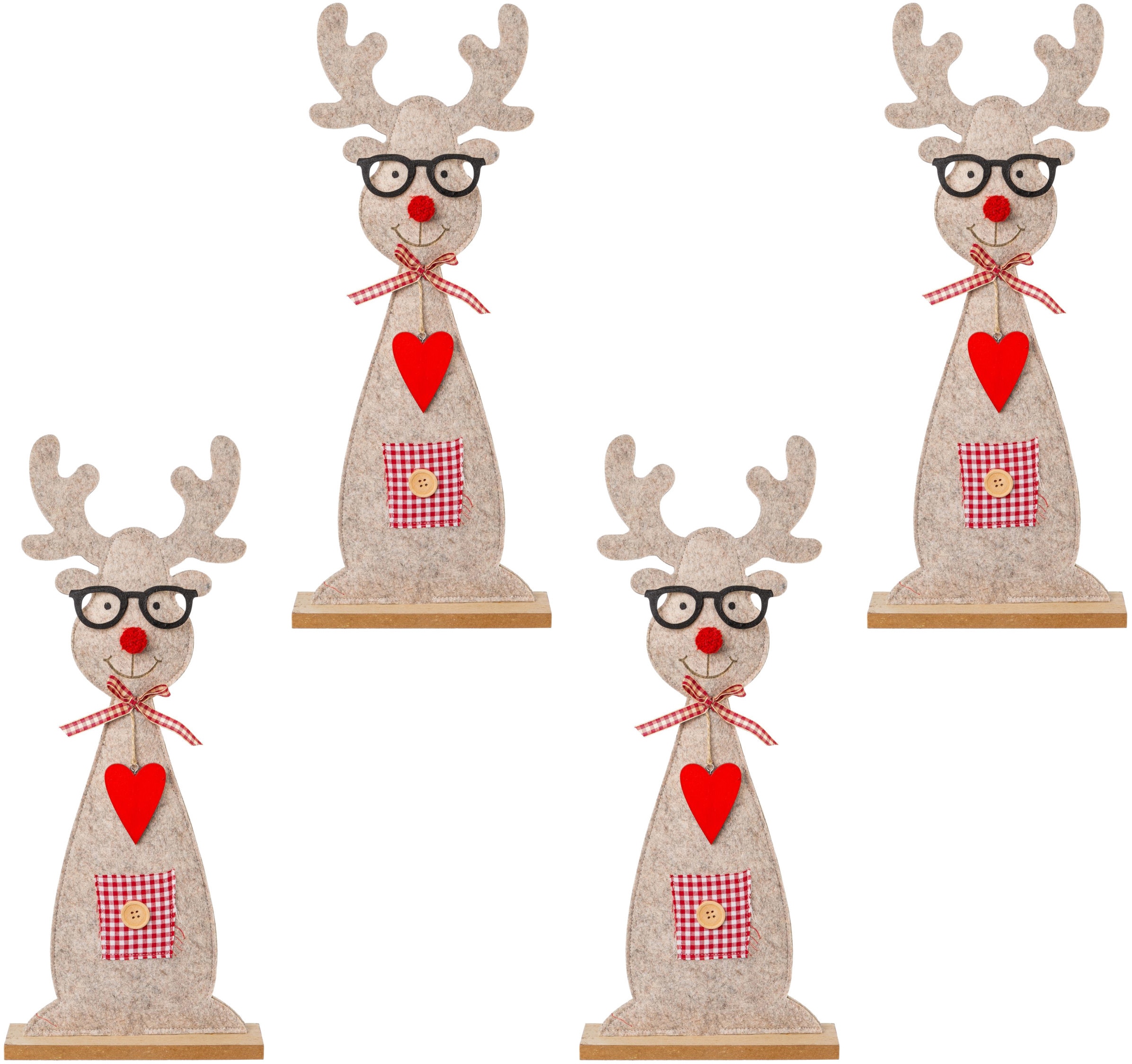 Creativ deco Dekofigur »Weihnachtsdeko«, (Set, kaufen 4 Filz aus mit | Jelmoli-Versand Brille St.), niedlicher online