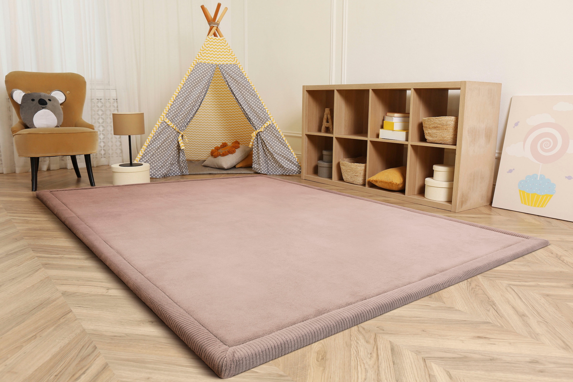 Paco Home Teppich »Tatami 475«, rechteckig, 24 mm Höhe, Kurzflor, Uni-Farben, mit Memory Foam, waschbar