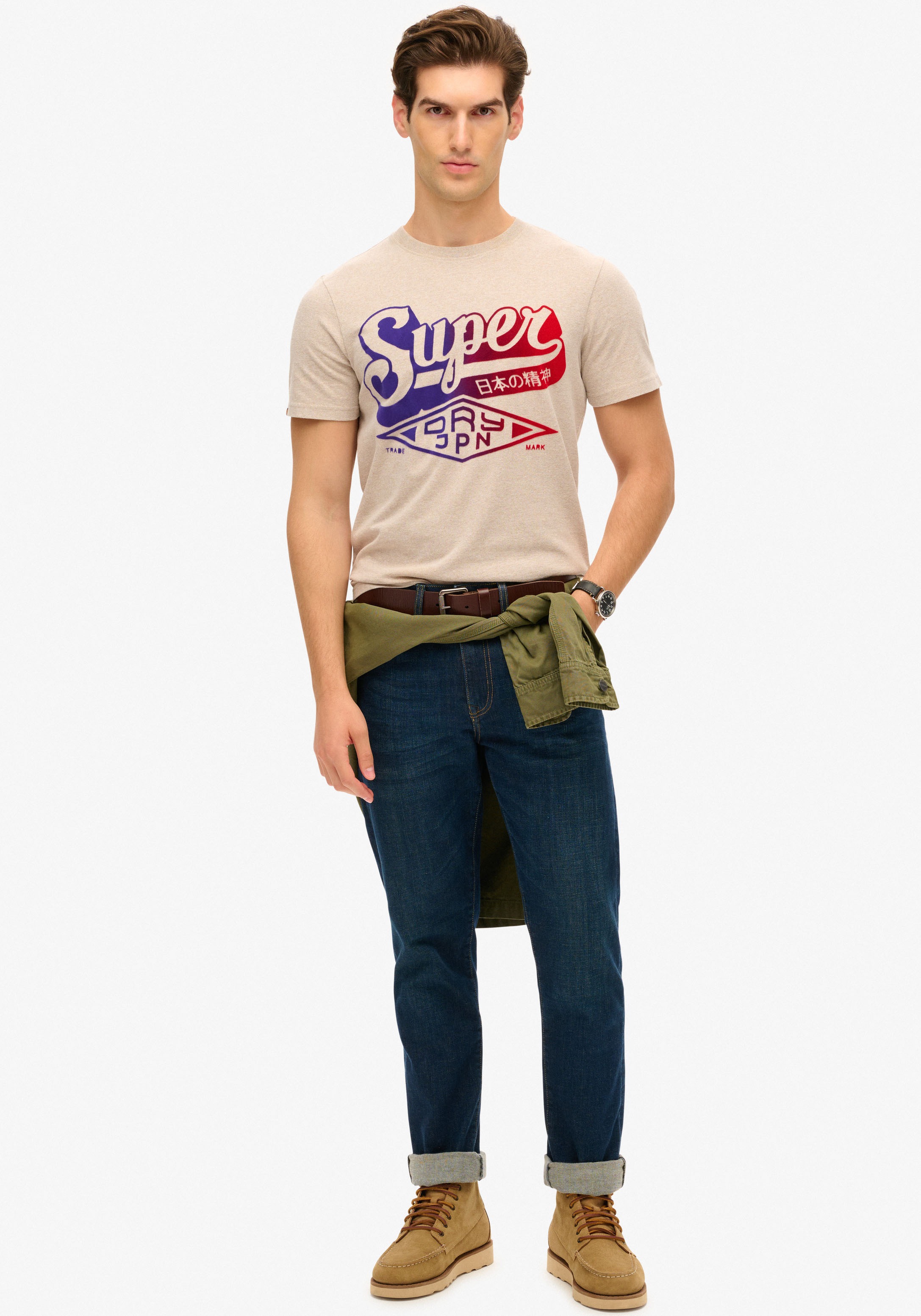 Superdry Rundhalsshirt »FLOCKED FADE GRAPHIC T SHIRT«