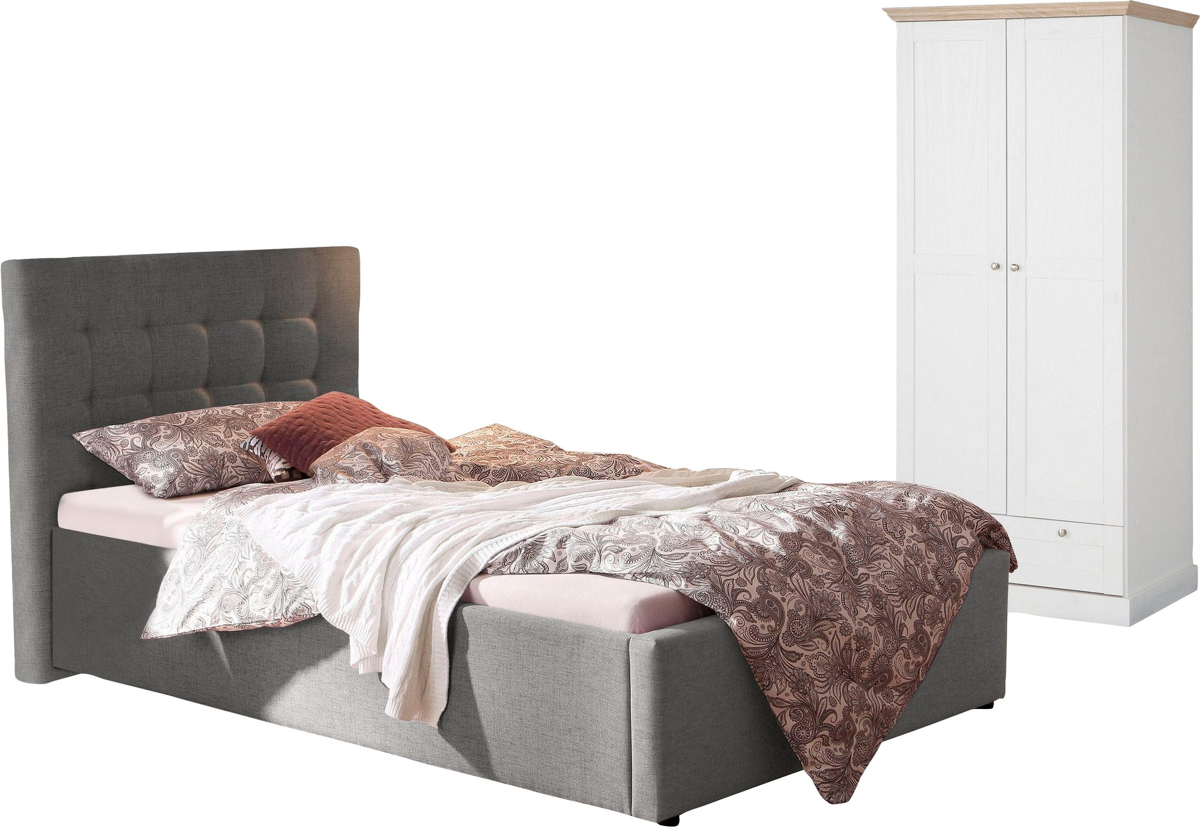 GOODproduct Jugendzimmer-Set »Hamar-Binz« Set, 2 Stk. tlg. Polsterbett und Kleiderschrank
