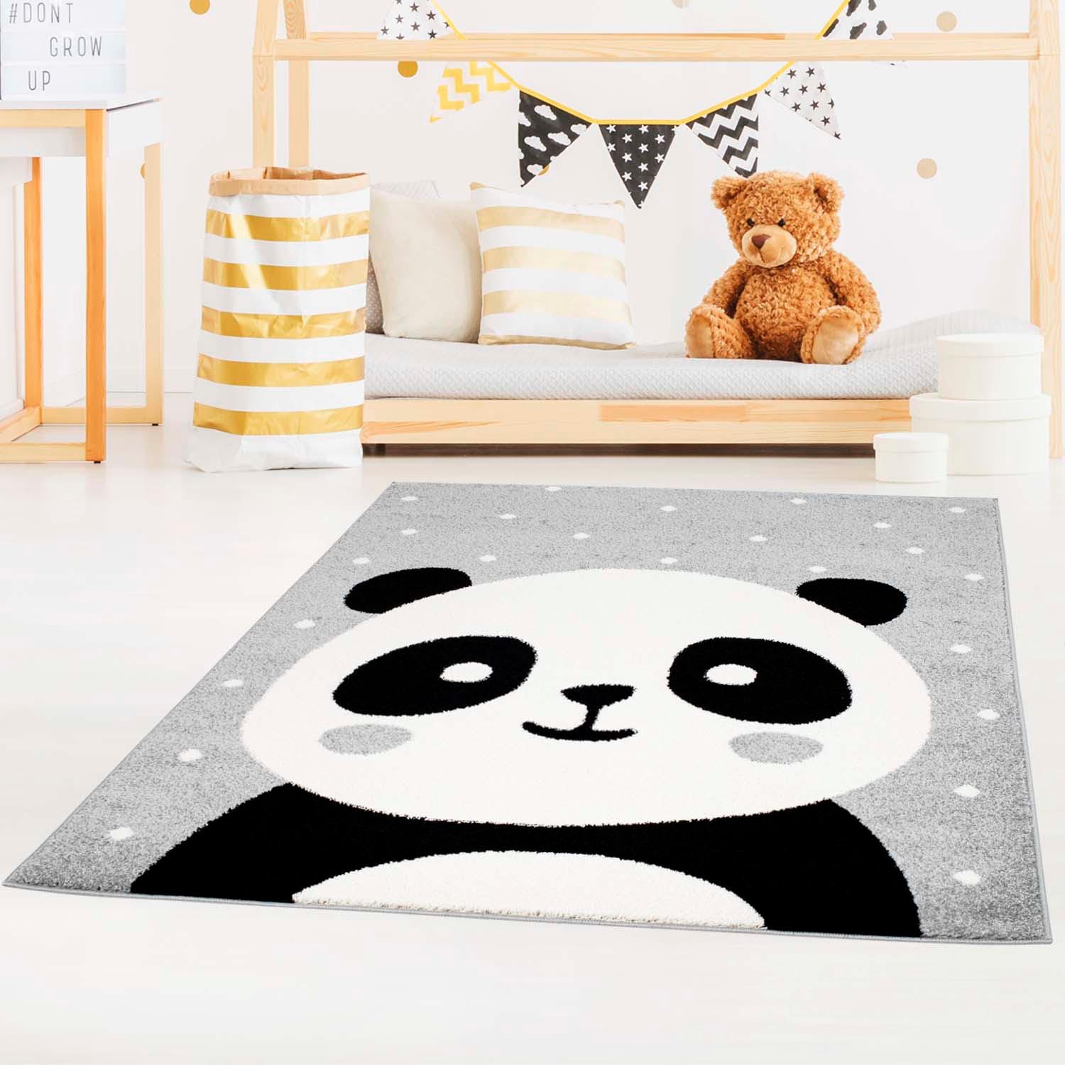 Carpet City Kinderteppich »Bubble Kids 1334«, rechteckig, Spielteppich, Panda-Bär, Weicher Flor, Pflegeleicht, Kinderzimmer