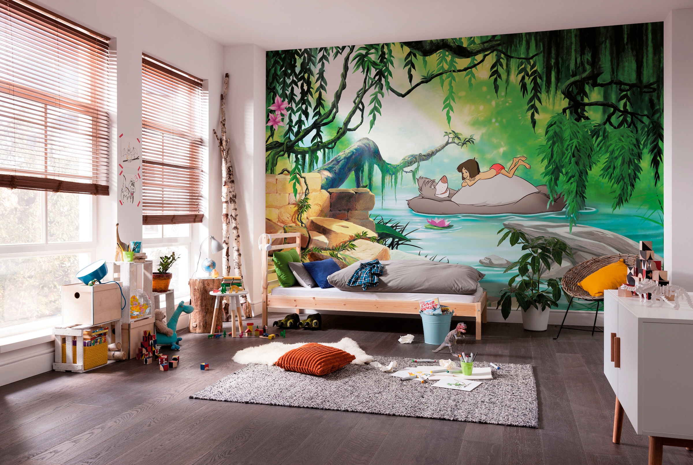 Komar Fototapete »Jungle Book Swimming with Baloo - Grösse 368 x 254 cm«, bedruckt, Kinderzimmer