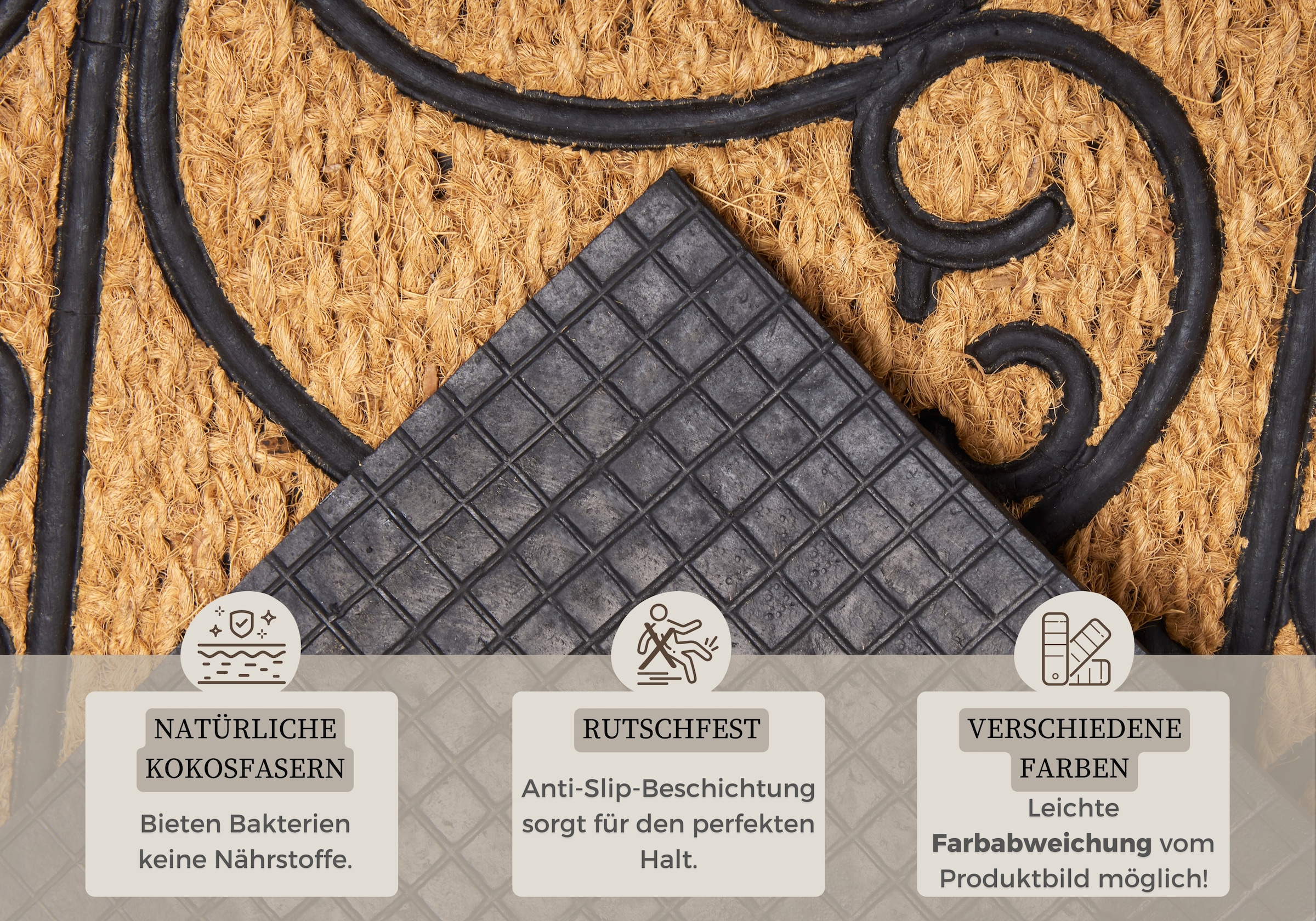 HANSE Home Fussmatte »Rechteckig, Türmatte«, rechteckig, 8 mm Höhe, Kokos, Gummi, Schmutzfangmatte, Outdoor, Rutschfest, Innen, Kokosmatte