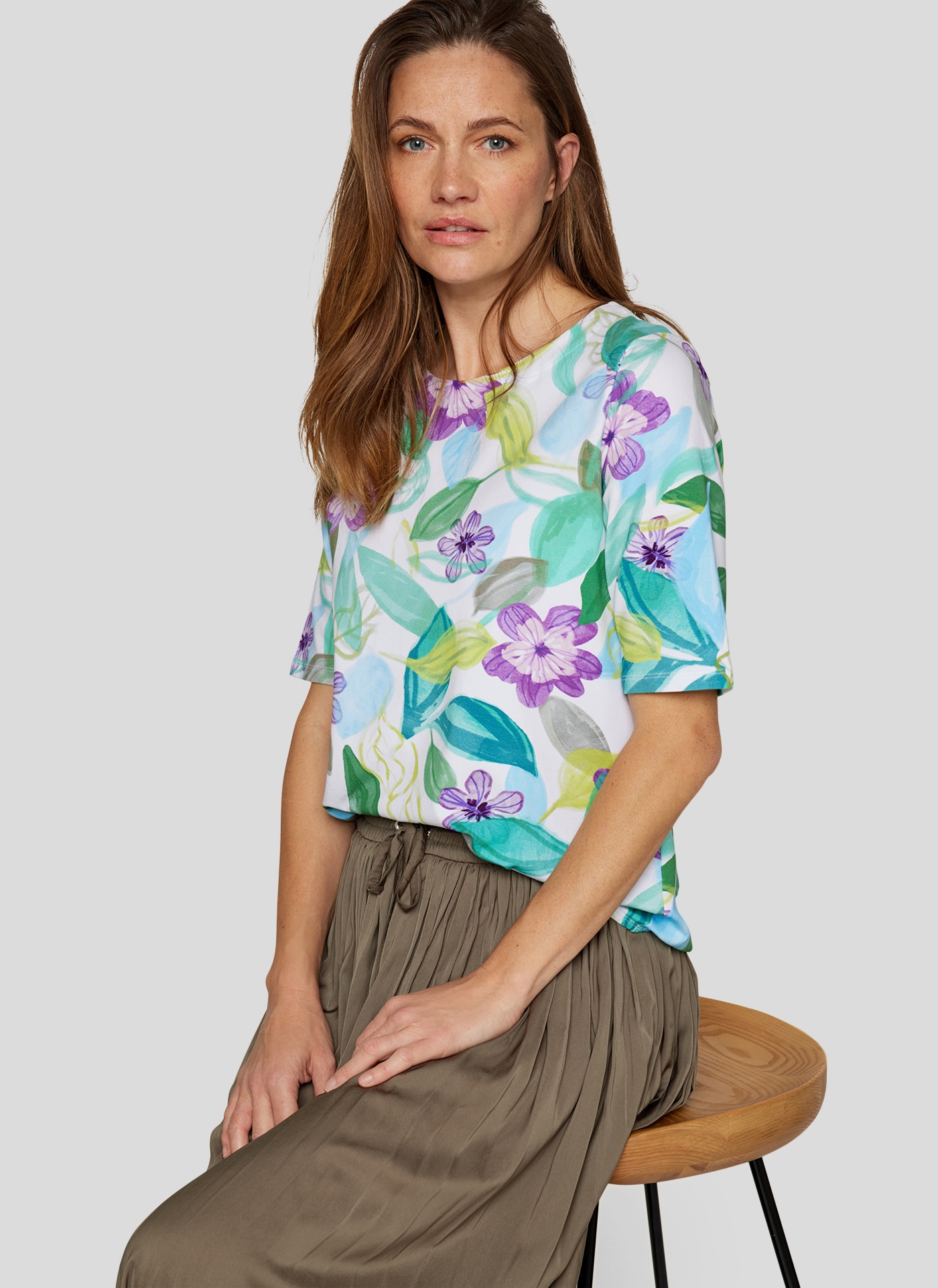 Rabe Kurzarmshirt, mit floralem Muster