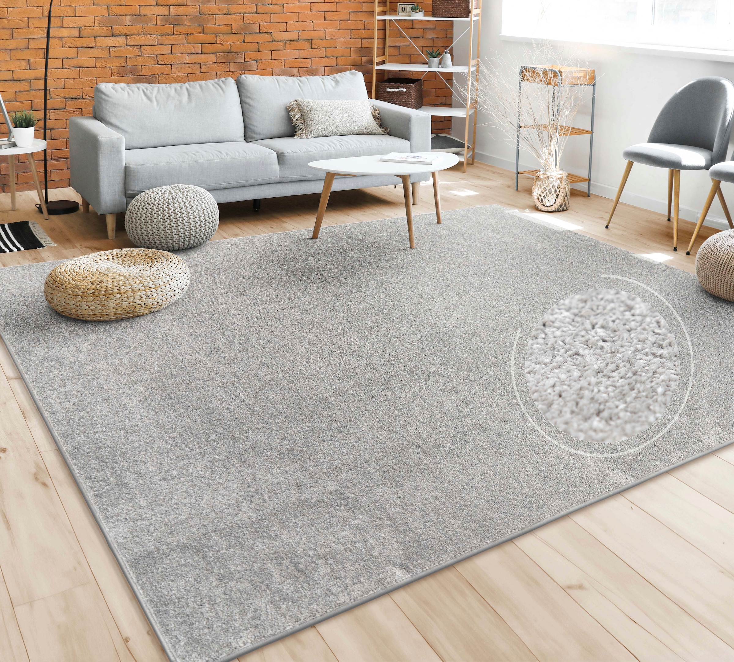 Paco Home Teppich »Porto 890«, rechteckig, 13 mm Höhe, Kurzflor, Uni-Farben, ideal im Wohnzimmer & Schlafzimmer