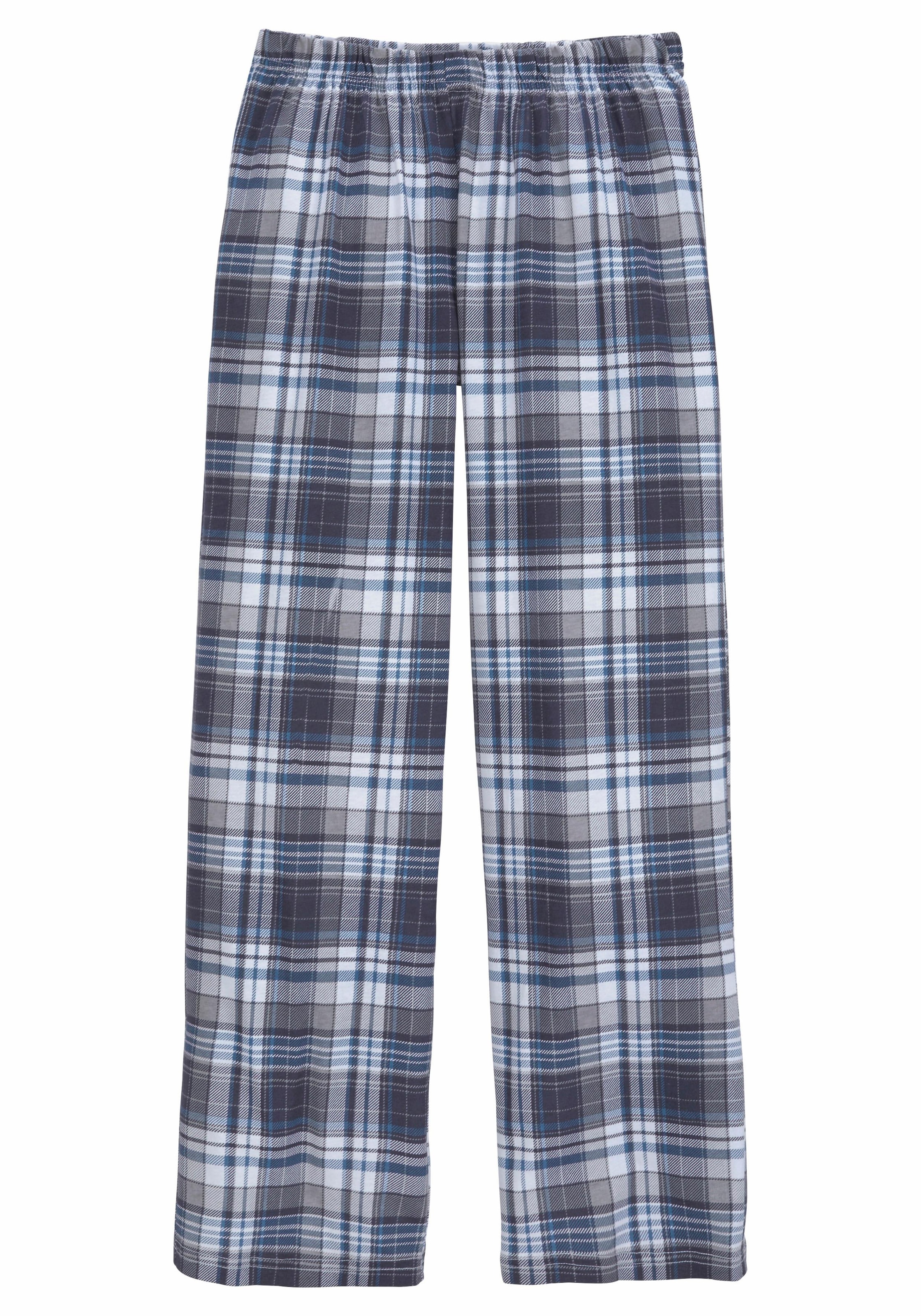 le jogger® Pyjama, (Packung, 4 tlg., 2 Stück), in langer Form, Hose 1x uni und 1x kariert
