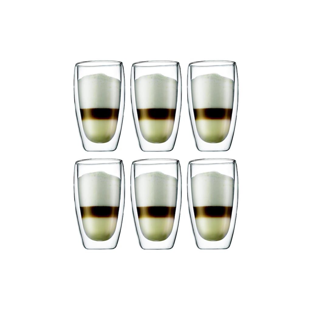 Bodum Latte-Macchiato-Glas »Kaffeeglas Pavina 4,5 dl, 6 Stück, Transparent«, (Set, 6 tlg.)