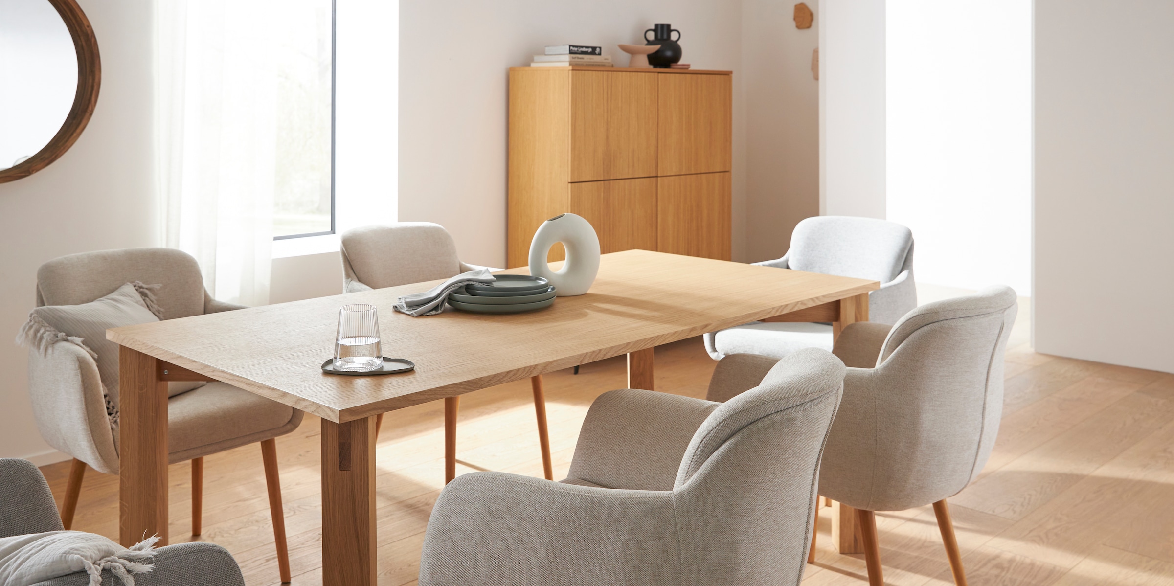 LeGer Home by Lena Gercke Esszimmerstuhl »Fleur«, Struktur fein, Beine aus Massivholz, bequemer Polsterstuhl, Schalenstuhl