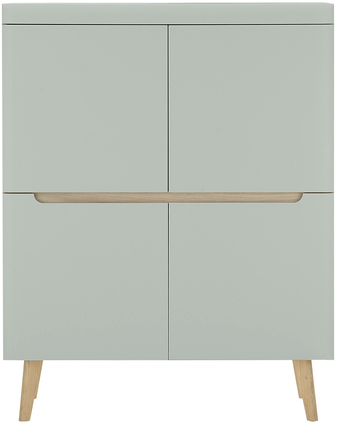 INOSIGN Highboard »Torge, Kommode, Schrank, Sideboard, Anrichte, Mehrzweckschrank«, (1 St.), abgeschrägte Füsse, drei Farben, Scandi Design, 107 cm breit