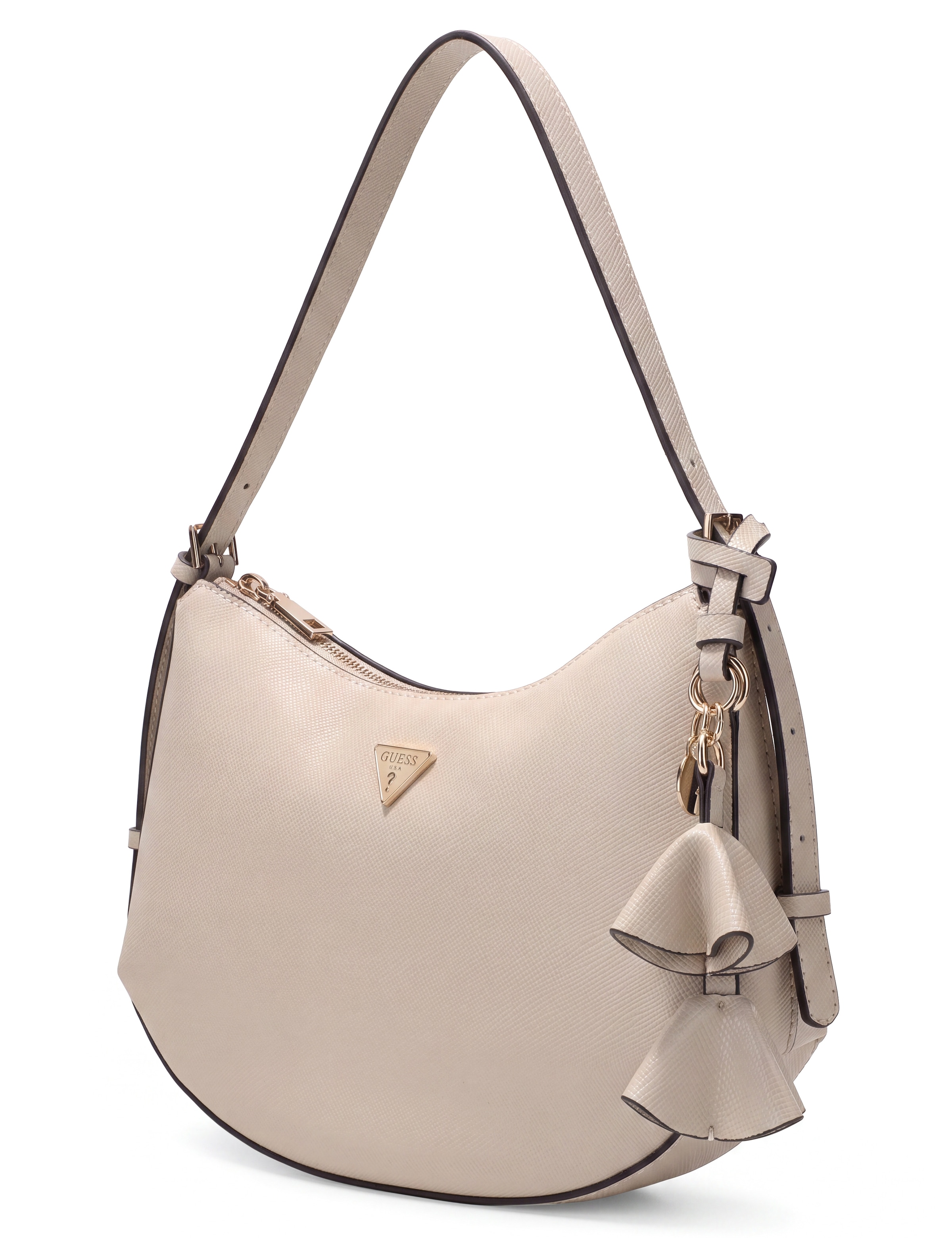 Guess Hobo "DANIELLE MED SHOULDER BAG" Damen Henkeltasche, Handtasche mit modischem Anhänger