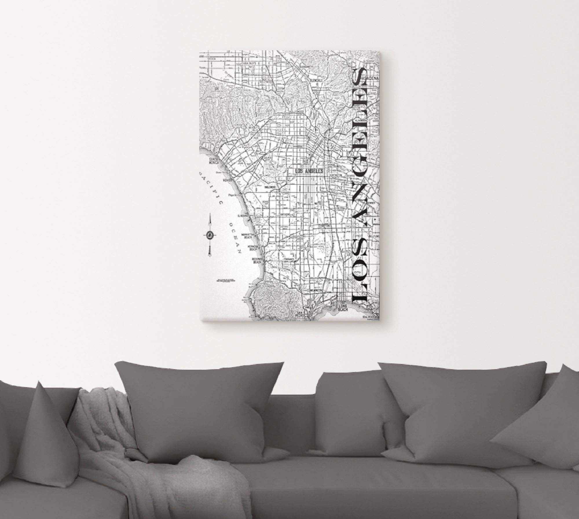 Artland Wandbild »Los Angeles Karte Strassen Karte«, Amerika, (1 St.), als Alubild, Leinwandbild, Wandaufkleber oder Poster in versch. Grössen